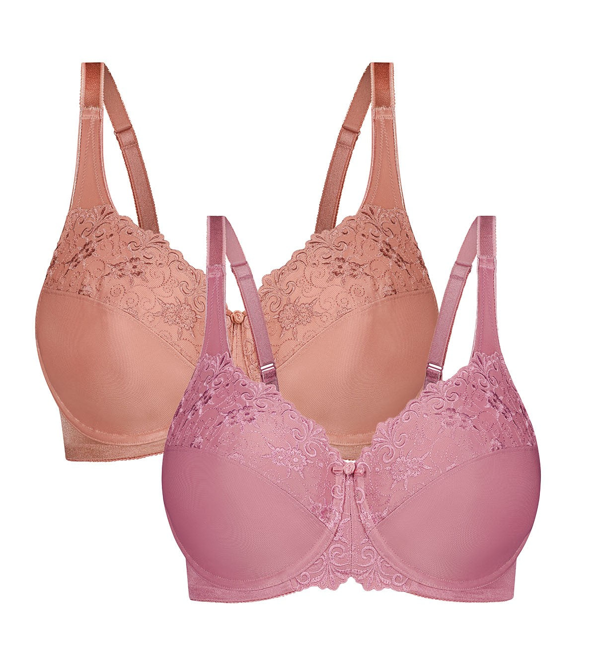Embroidered Minimizer Underwire Bra Twin Pack - Comfortable Support for Everyday Wear & Workout