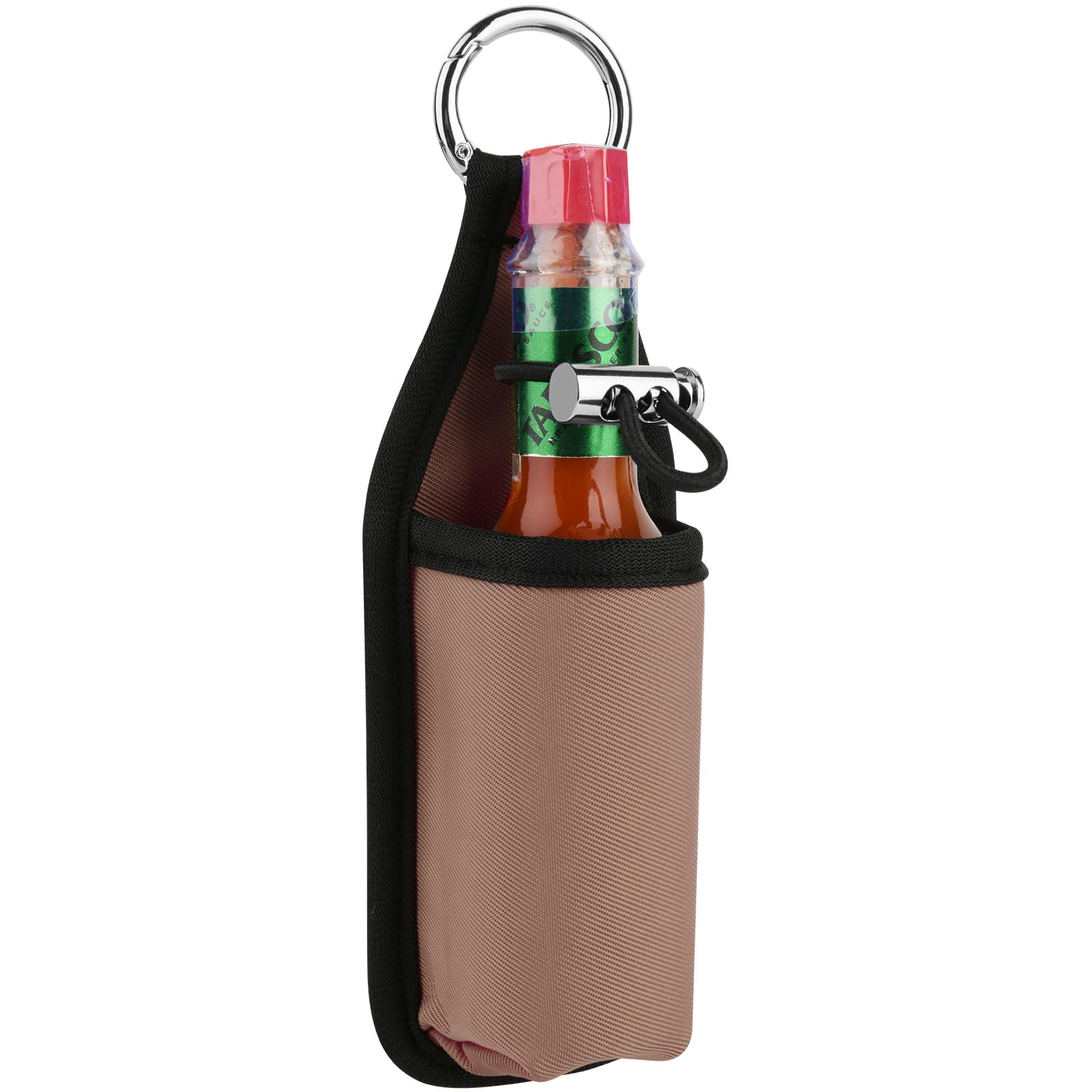 Beautyflier 2oz/60ML Hot Sauce Bottle Holder Sleeve - Portable Belt Clip for Tabasco, Sriracha & Cholula - Essential Hot Sauce Accessory for Cooking, Camping & Travel (Light Brown)