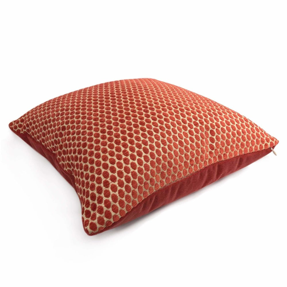 Finley Orange Textured Dots Pillow Cover - Decorative Throw Pillow Case for Sofa, Bed & Couch - 18x18 Inch Square Cushion Cover - Boho Home Decor Accent
