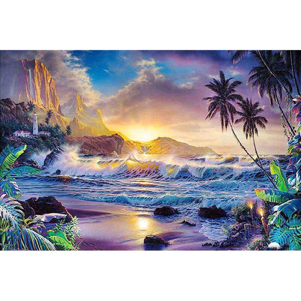 Easy Cross Stitch Kits for Beginners - Scenic Beach Embroidery Kit (16x20 Inches) | Stamped & Counted Patterns | Perfect Christmas Gift & Home Decor DIY Project