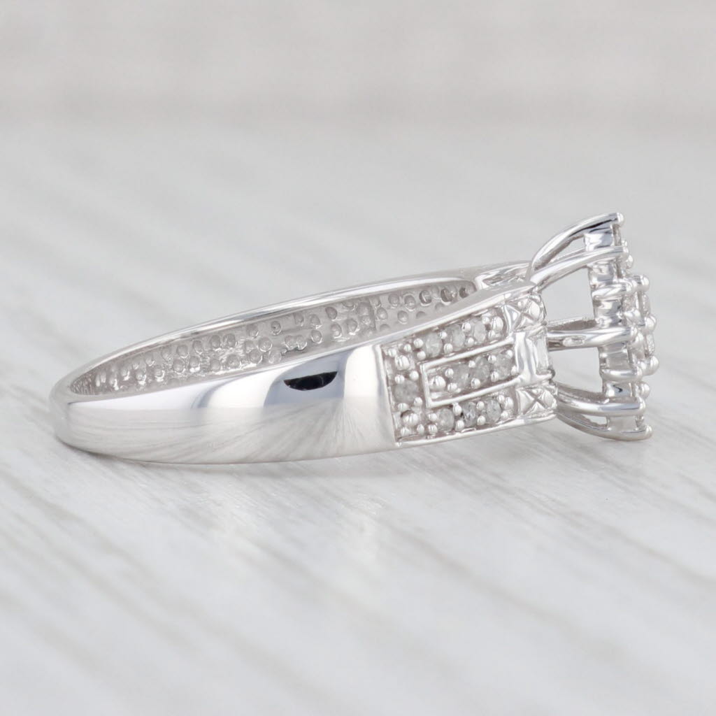 0.27ctw Marquise Diamond Cluster Engagement Ring - 10k White Gold Size 7 - Perfect for Proposals, Anniversaries & Wedding Bands