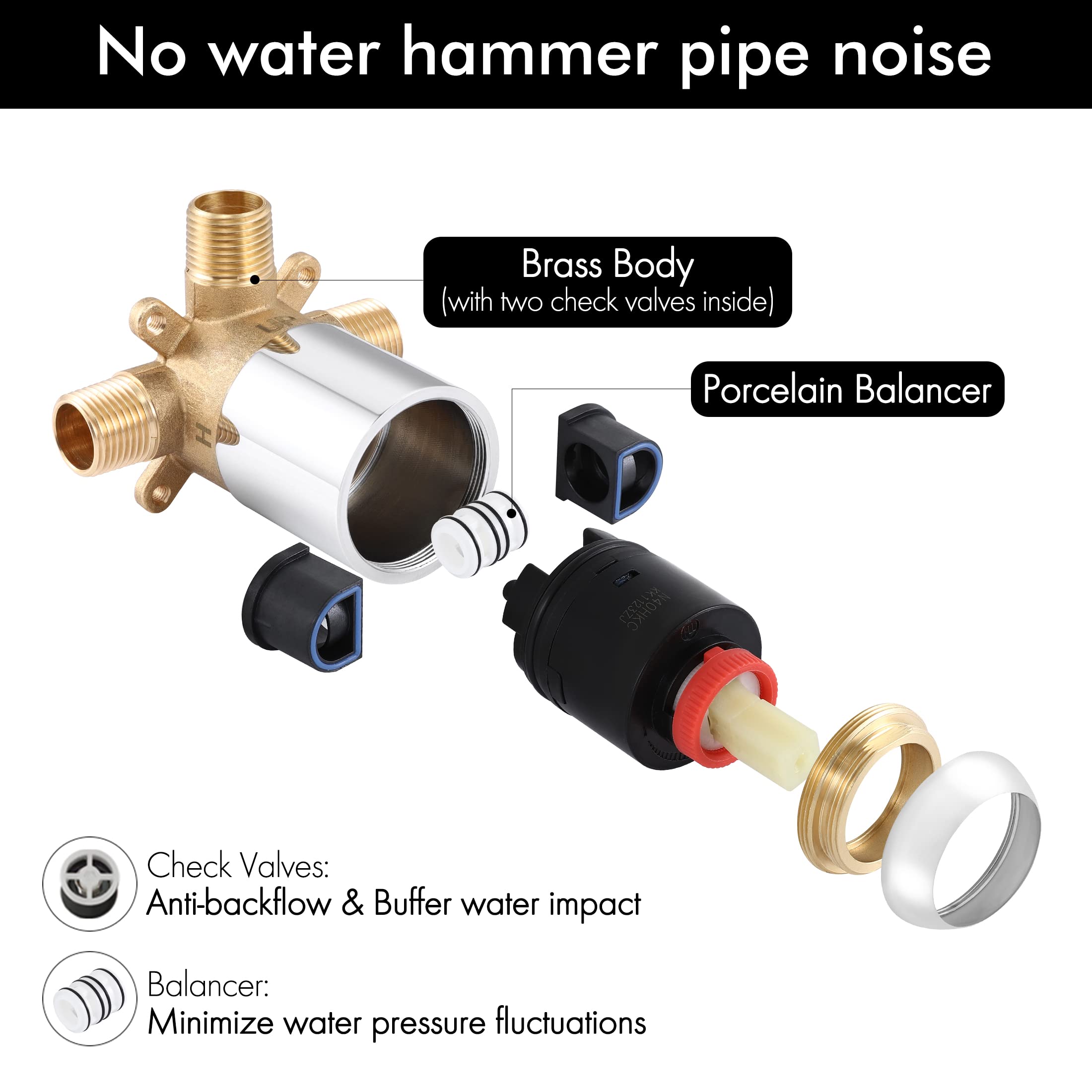 **KES XB6202F18-CH Polished Finish Pressure Balance Shower Valve and Trim Kit with Rain Shower Head - Wall Mount Complete Shower Faucet Set for Luxurious Bathroom Upgrade**    *(Ideal for modern bathrooms, spa-like showers, and home renovation projects)*