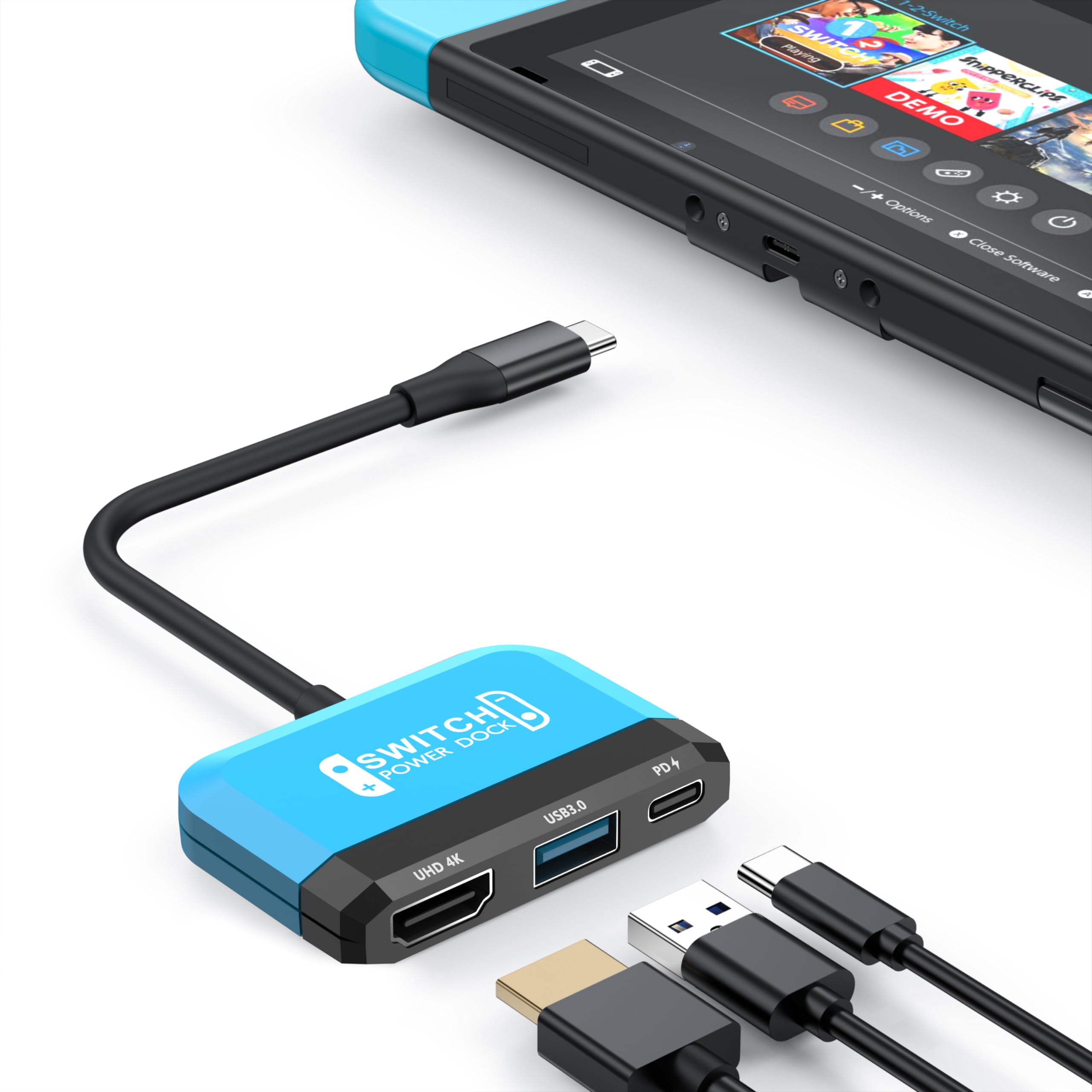 RREAKA 3-in-1 Nintendo Switch OLED Dock with 4K HDMI, USB 3.0 & 100W Type-C Charging - Portable Switch TV Adapter for Travel, Samsung Dex S24 & MacBook - Perfect for Gaming, Office & Entertainment On-The-Go