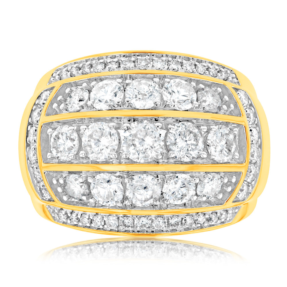 3 Carat Diamond Men's Ring in 10K Yellow Gold - Luxury Wedding Band & Anniversary Gift for Him