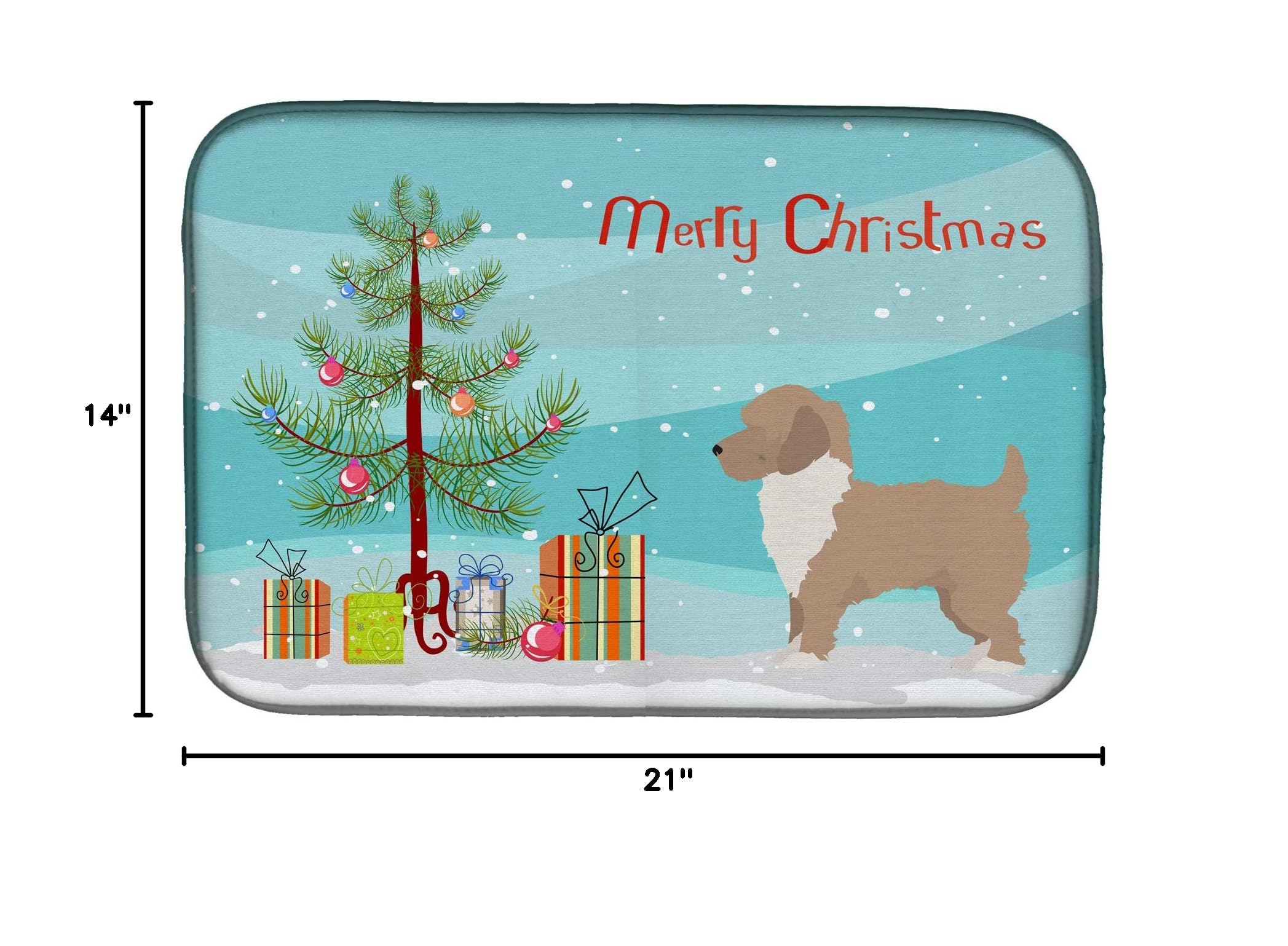 Yorkiepoo Christmas Tree Dish Drying Mat - Absorbent Kitchen Counter Pad for Holiday Decor