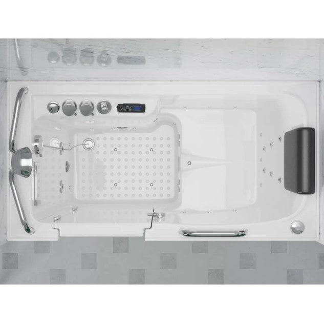 Anzzi 2753FLWL 27 x 53 Inch Left Drain Walk-In Bathtub with Whirlpool Air Jets & Waterfall Quick Fill - Ideal for Elderly & Mobility Limited Users, Spa-Like Relaxation at Home