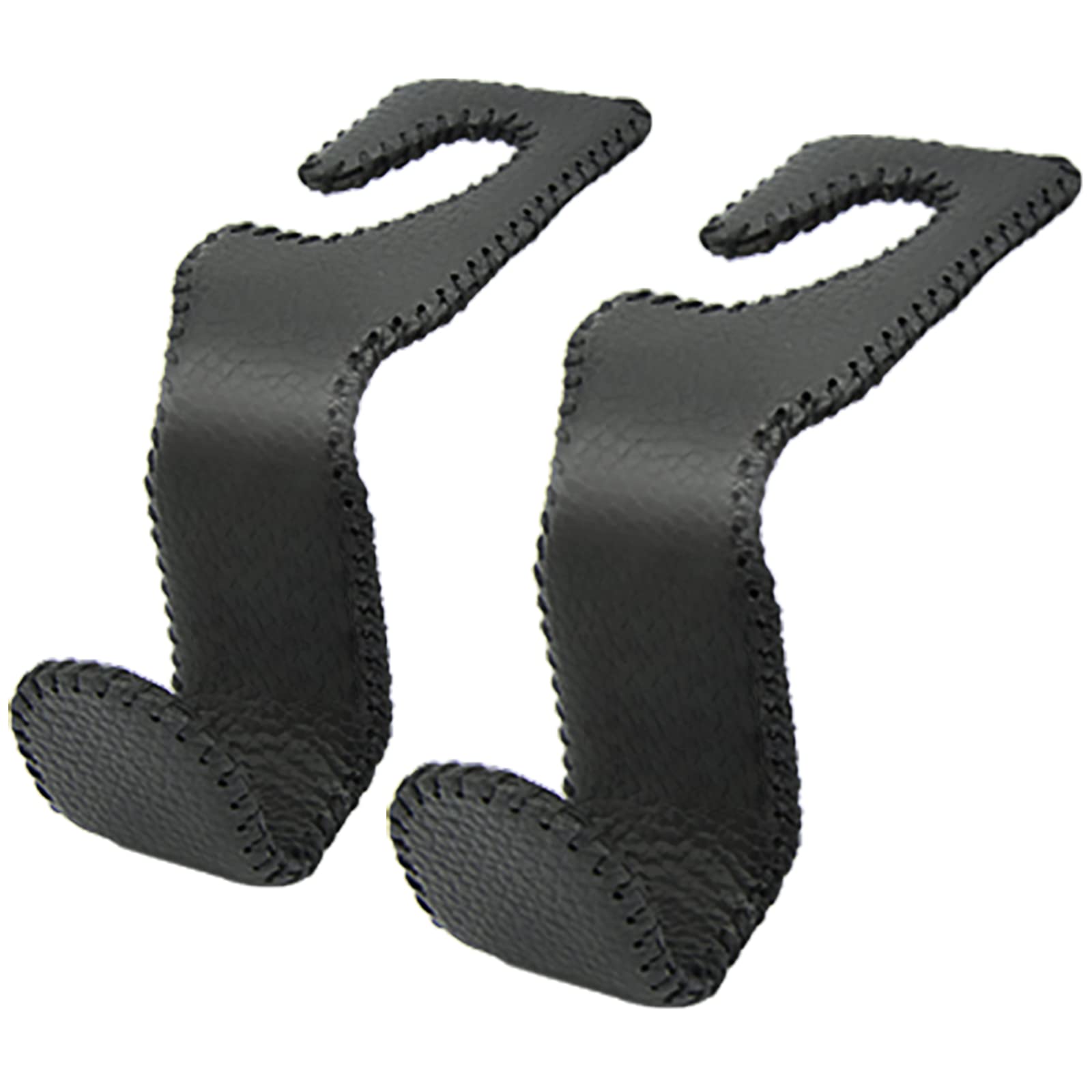 2 Pack Black Leather Car Headrest Hooks - Heavy Duty Purse Holder & Back Seat Hanger for Handbags, Groceries, Shopping Bags - Perfect Vehicle Storage Organizer for SUVs, Sedans & Trucks