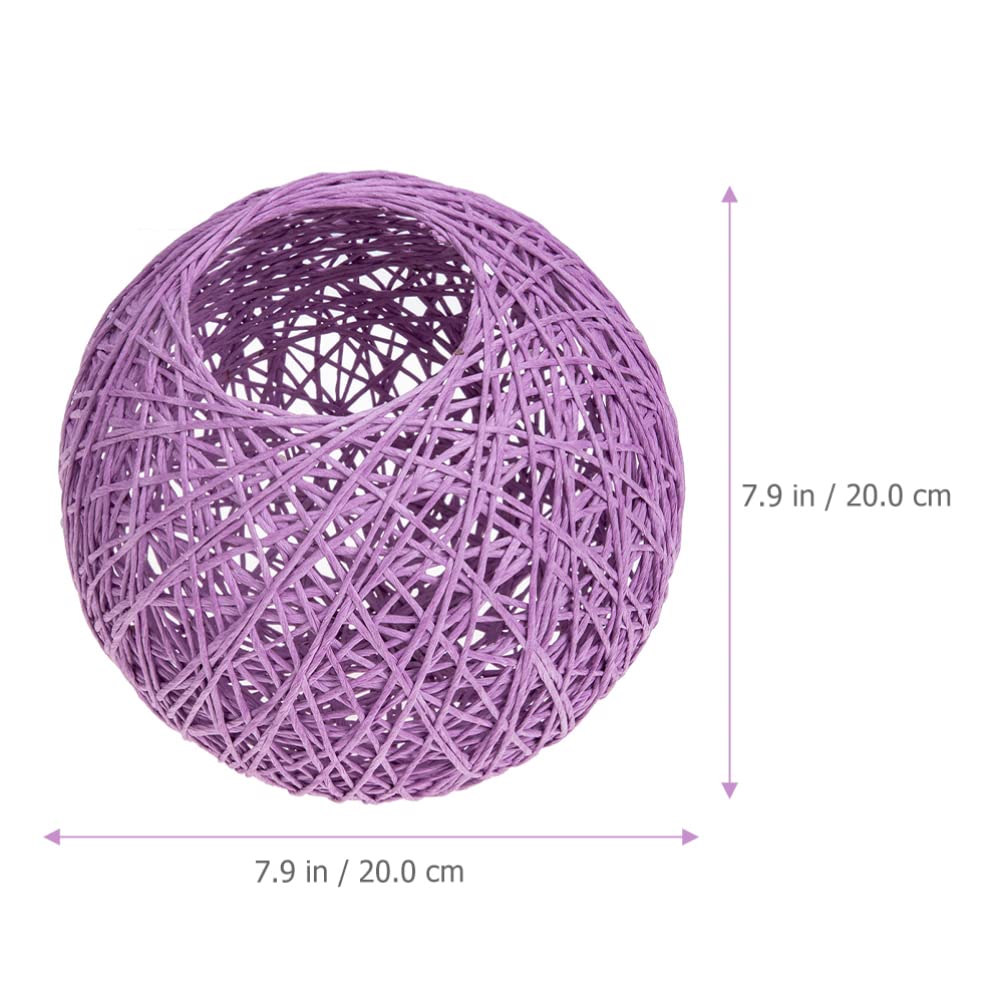 Uonlytech Rattan Chandelier Shade - Woven Ceiling Hanging Lamp Cover for Decorative Light Bulbs, Bamboo Lamp Shade in Purple - Perfect for Boho, Farmhouse & Coastal Home Decor