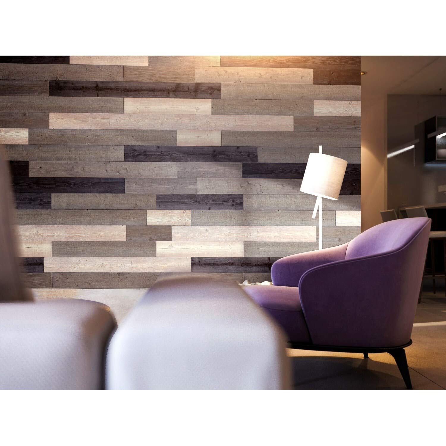 Reclaimed Wood Wall Panels - DIY Peel and Stick 3D Rectangular Brown Wood Planks for Wall Decor (10 Panels/16sqft) - Perfect for Accent Walls, Home Renovation, and Farmhouse Style Interior Design
