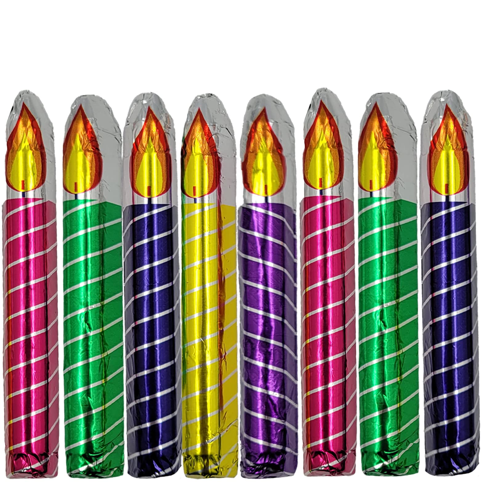 Premium Swiss Style Milk Chocolate Hanukkah Candles - Gluten Free, Non-GMO, Kosher Certified with Italian Foil (8 Pieces) - Perfect for Hanukkah Celebrations, Gifts & Holiday Desserts
