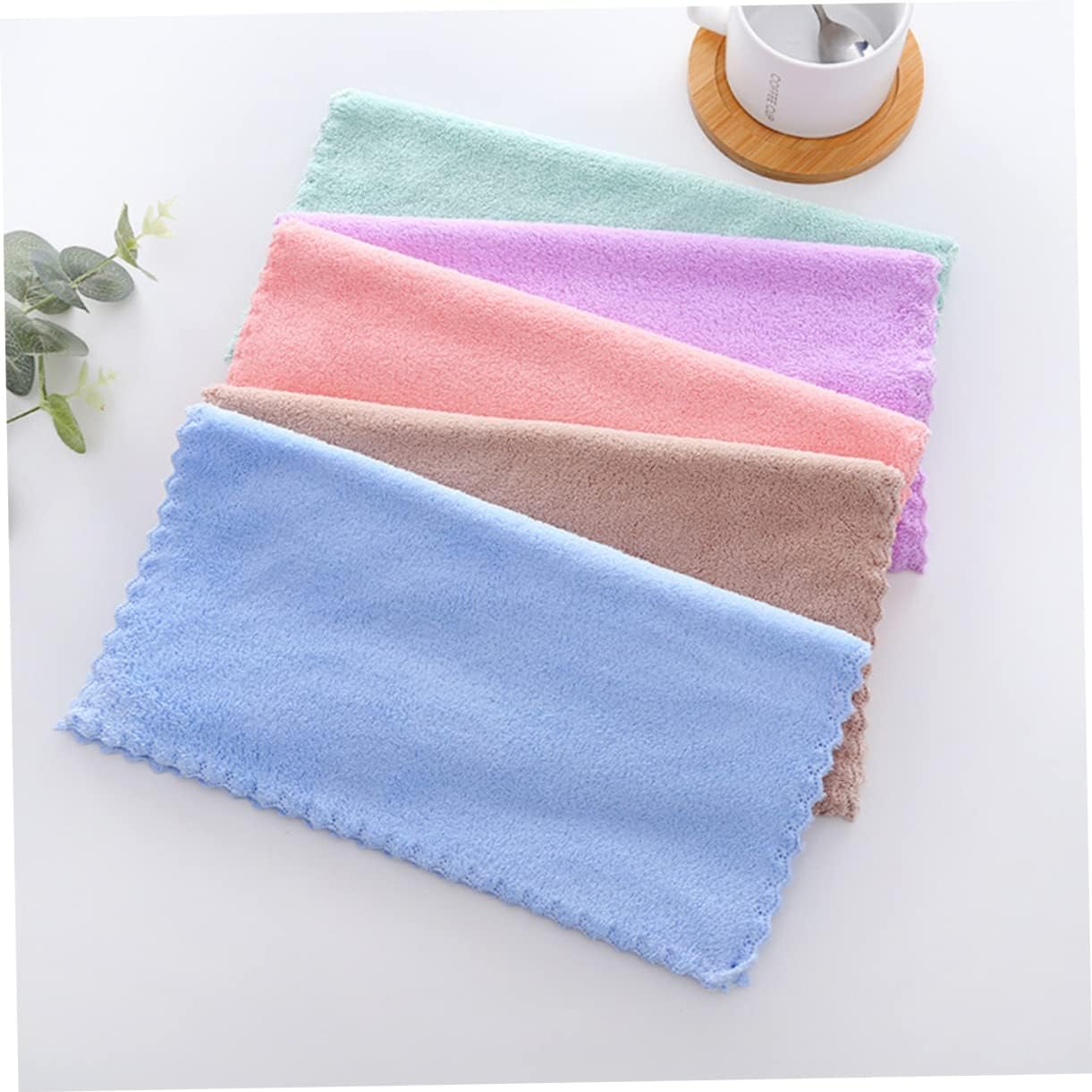 10pcs Coral Fleece Makeup Remover Washcloths & Face Towels - Soft Square Cleansing Cloths for Daily Skincare Routine | Gentle Makeup Removal & Facial Cleansing | Perfect for Travel, Gym & Home Use