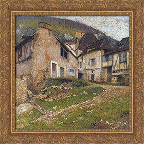 Henri Martin 20x20 Gold Ornate Wood Framed Canvas Art - Village Houses Painting - Perfect for Living Room, Bedroom & Office Wall Decor