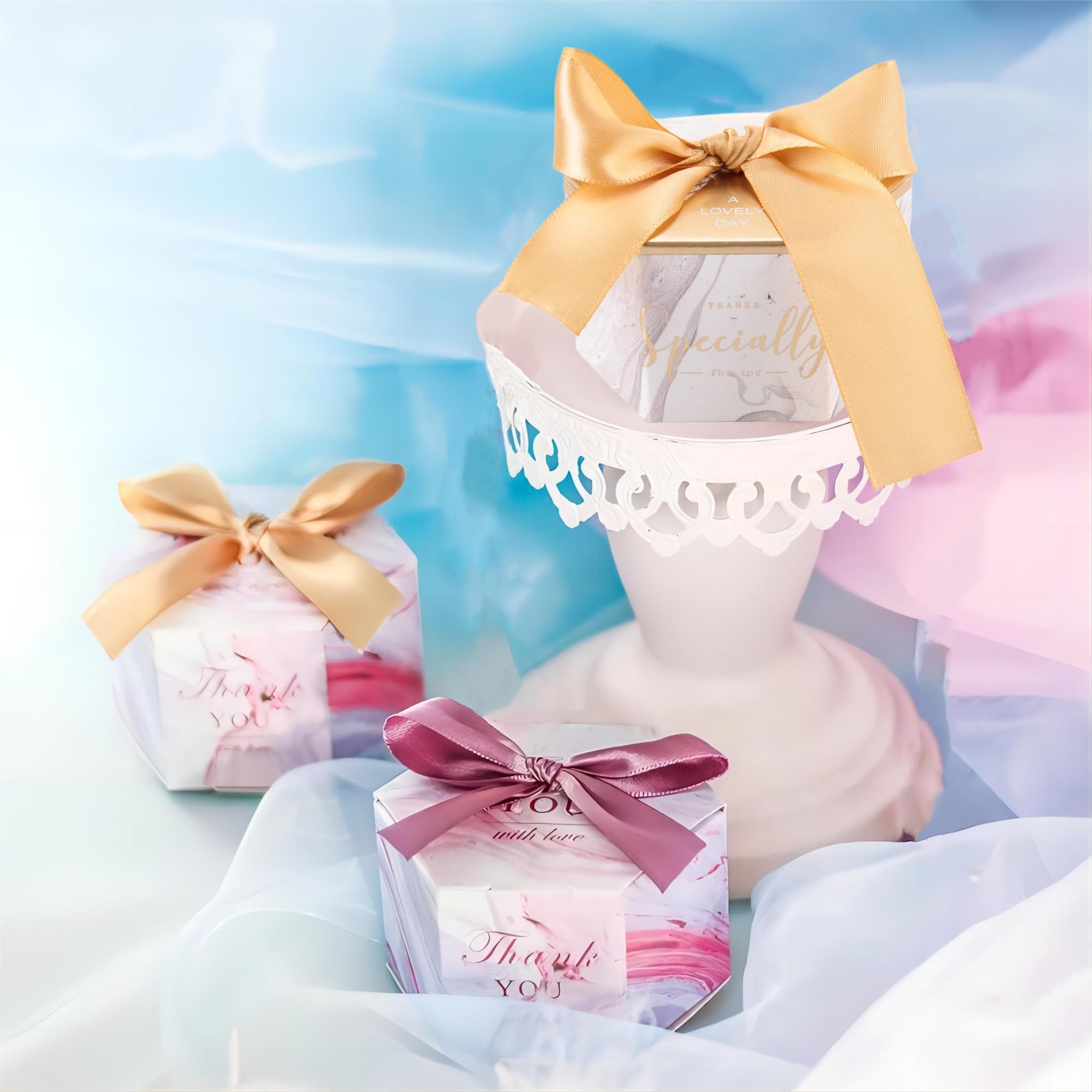 Zerodis 30-Pack Gold Wedding Favor Boxes with Ribbon - Elegant Candy Gift Bags for Bridal Showers, Birthday Parties & Christmas Celebrations - Perfect for Wedding Favors, Baby Showers and Holiday Gift Giving