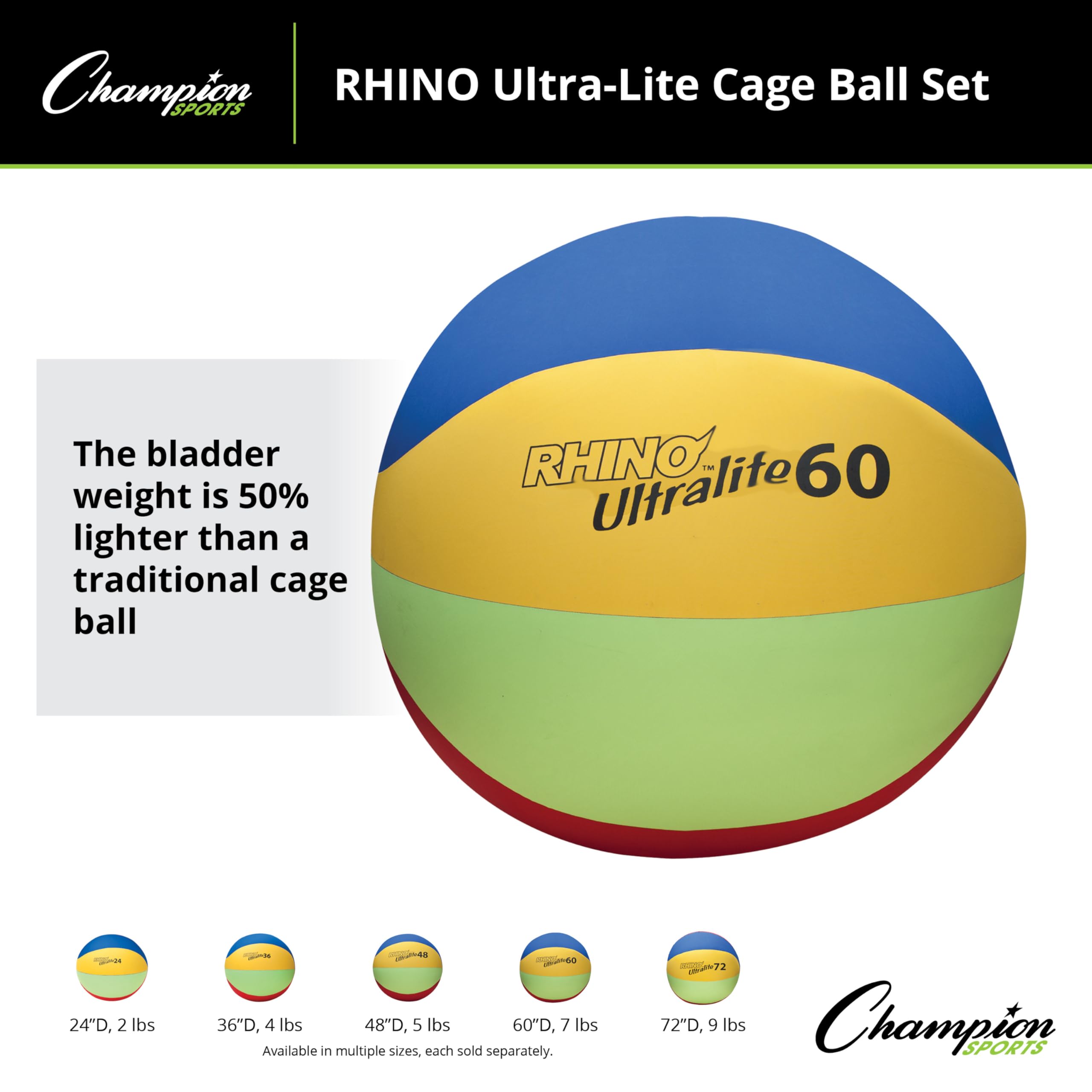 Champion Sports Rhino Lite Cage Ball Set - Durable Training & Game Balls for Baseball, Softball & Practice | Perfect for Backyard, Cage Training & Team Sports