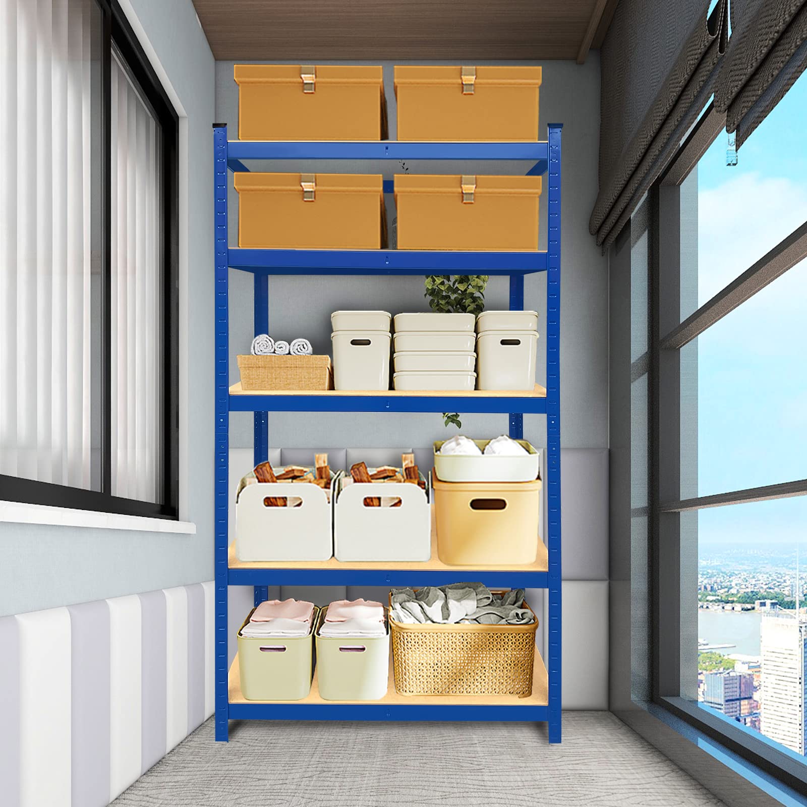 Heavy Duty 5-Tier Metal Garage Shelves - 875KG Capacity Storage Rack for Garage, Closet, Kitchen, Workshop & Office | Durable Utility Shelving for Greenhouse, Home & Commercial Use