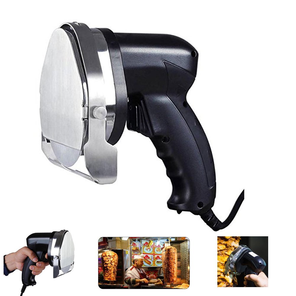 Commercial Electric Shawarma Doner Kebab Knife - Professional Gyro Cutter & Sliced Meat Knife with Round Blade for Restaurants, Food Trucks & Home Cooking
