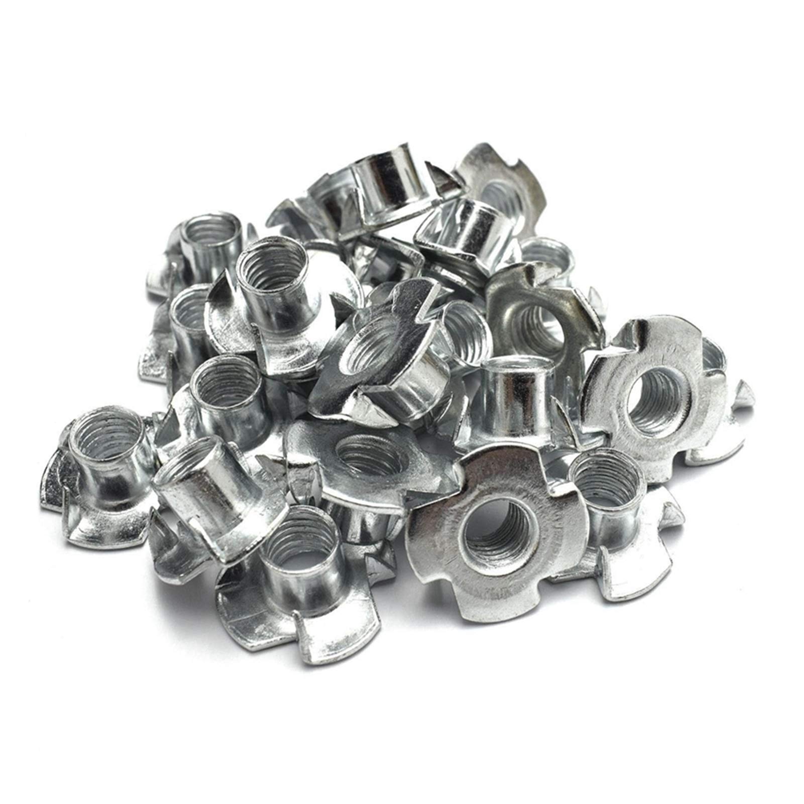 50pcs M8 Metal Captive T Nuts - Silver Pronged Tee Blind Nuts for Furniture Assembly & DIY Projects - Metric Fastener Hardware