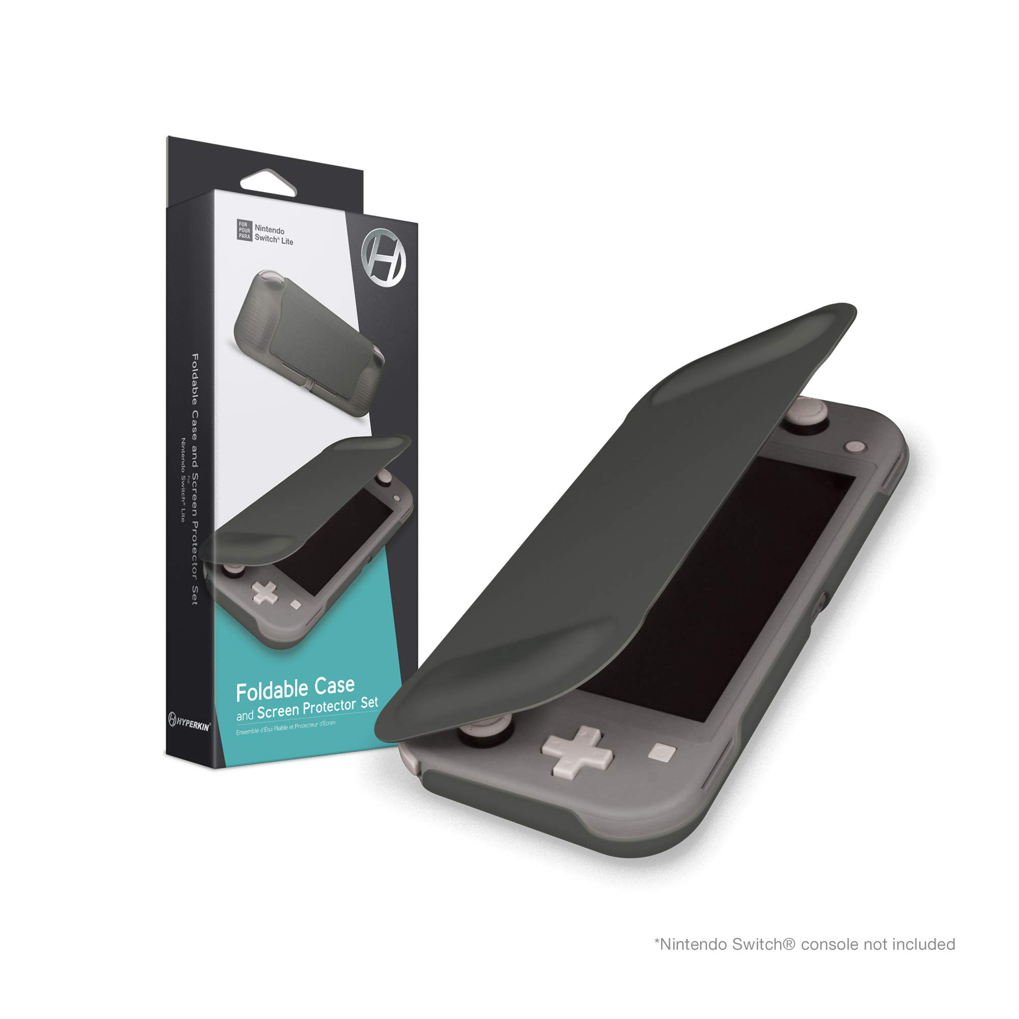 Hyperkin Foldable Protective Case & Screen Protector Set for Nintendo Switch Lite (Gray) - Durable Travel Cover with Tempered Glass - Perfect for Gaming On-The-Go & Switch Lite Storage Protection