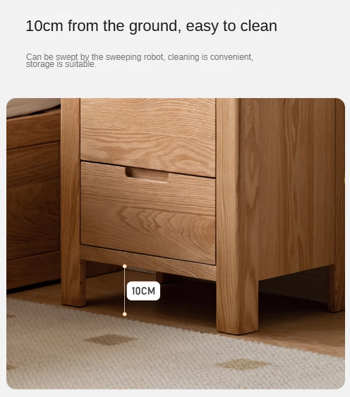 Solid Oak Wood Nightstand with Drawer - Rustic Bedside Table for Bedroom, Living Room & Office - Durable & Stylish Furniture for Home Decor