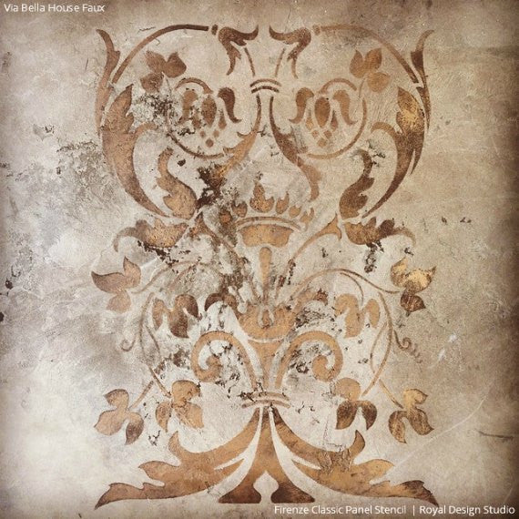 Firenze Classic Panel Stencil - Decorative Wall Painting Template for DIY Home Decor, Furniture & Crafts | Perfect for Renaissance-Inspired Murals, Accent Walls & Upcycling Projects