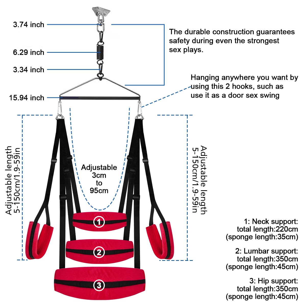 Adult Sex Swing with Adjustable Straps - BDSM Sling for Couples & Spice Up Bedroom Fun