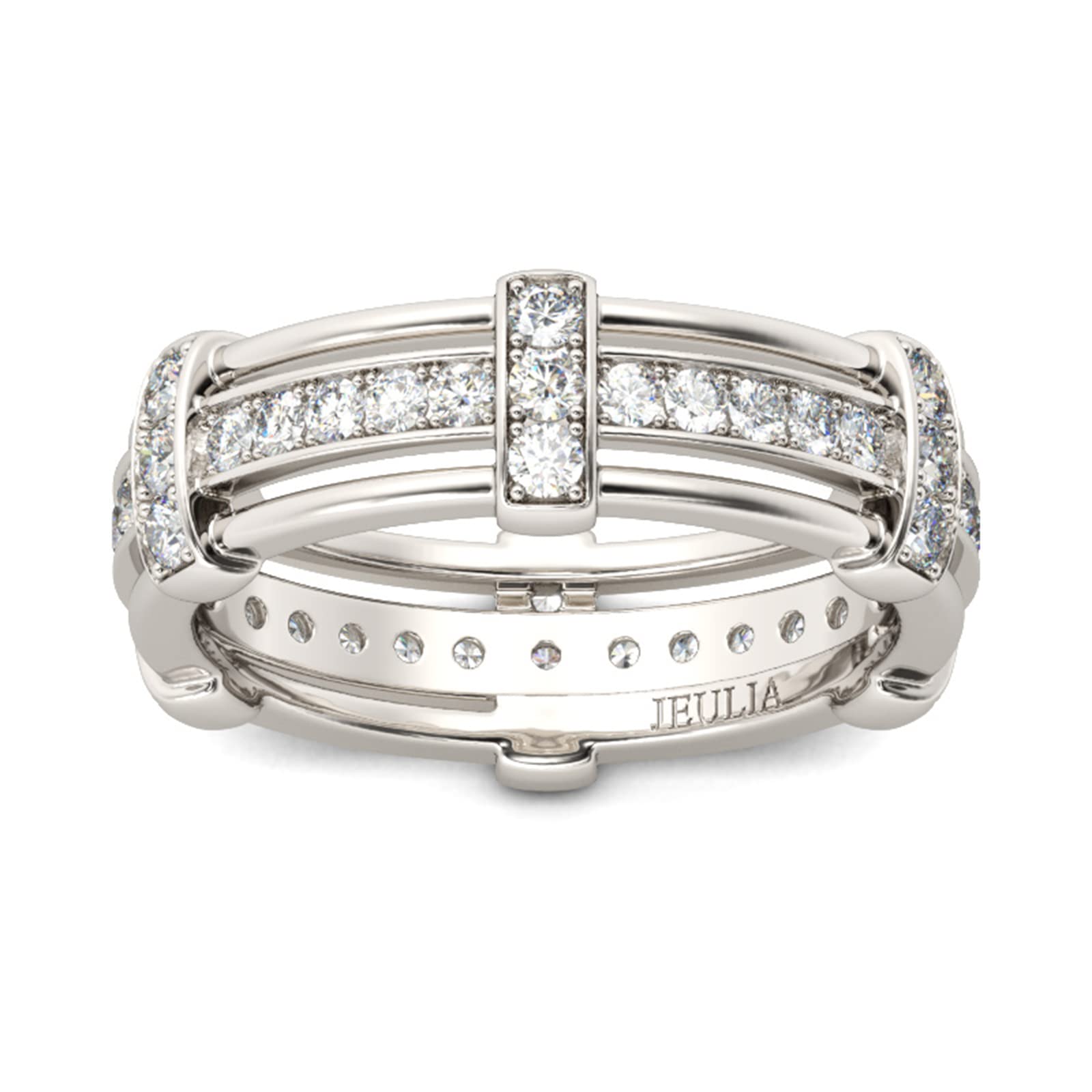 Jeulia Knot Sterling Silver Men's Wedding Band - Round Cut Diamond Promise Ring for Women & Men - Anniversary & Engagement Jewelry Gift with Box (Perfect for Proposals, Vows Renewal & Romantic Occasions)
