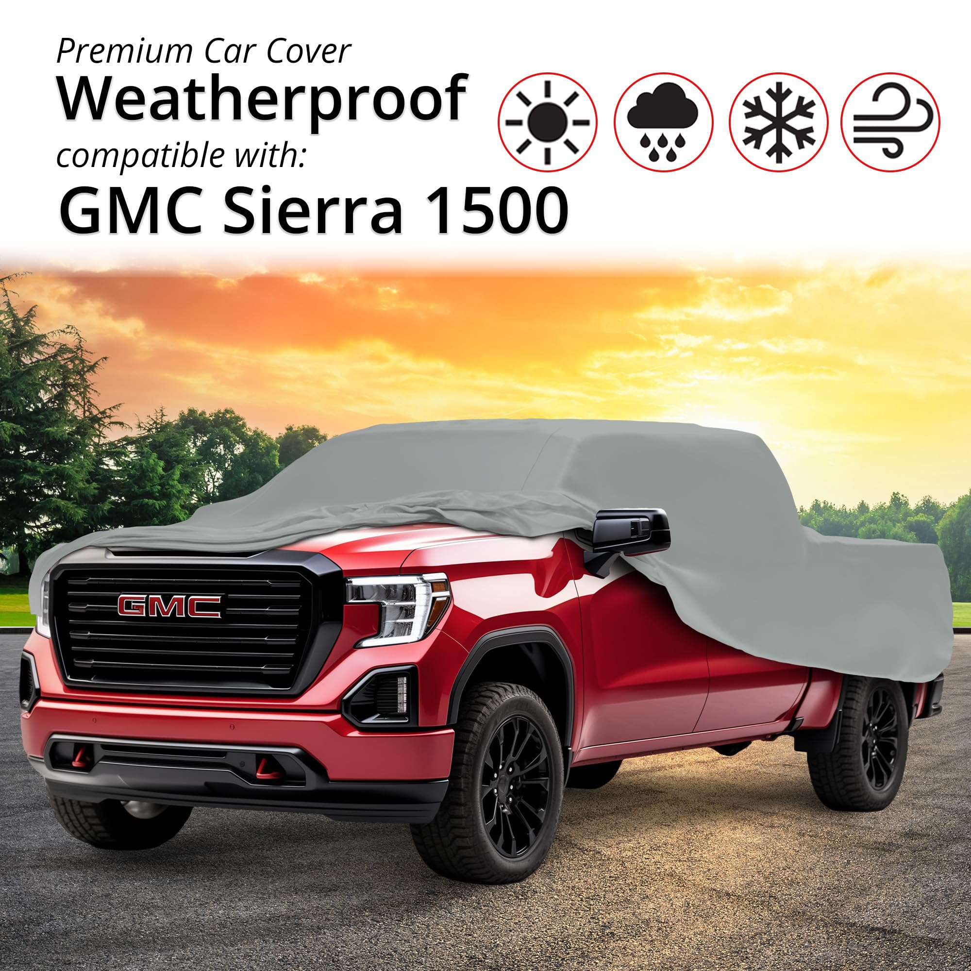 Weatherproof Truck Cover for GMC Sierra 1500 Extended Cab (2006-2009) - 5.75' Bed with Anti-Theft Cable Lock | Heavy Duty Outdoor Car Cover for All Seasons Protection | Perfect for Parking, Storage & Travel