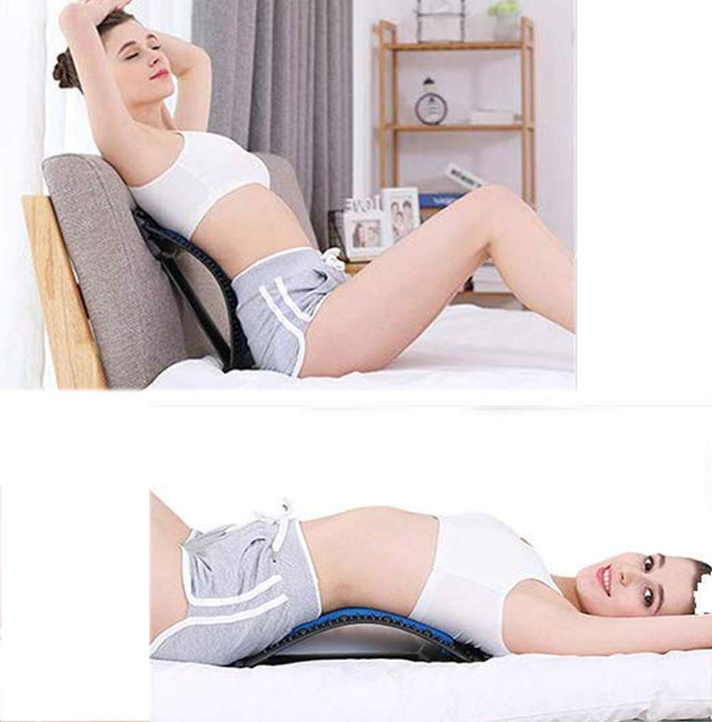 Premium Back Stretcher for Lower & Upper Back Pain Relief - Lumbar Support Device with Posture Corrector | Office Chair Back Support | Home & Gym Use (Black/Blue)