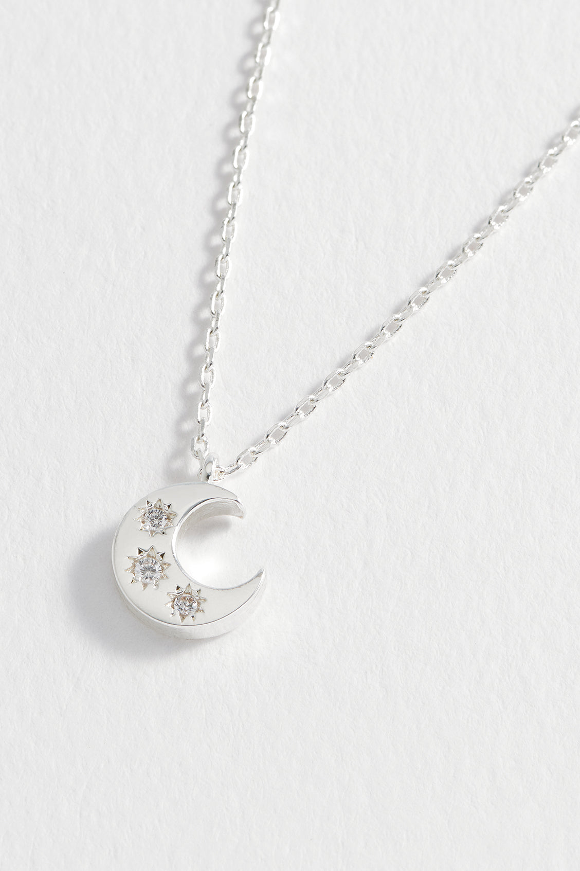 CZ Moon Pendant Necklace - 925 Sterling Silver Crescent Moon Charm Jewelry for Women - Perfect for Birthday Gifts, Anniversary & Everyday Elegance