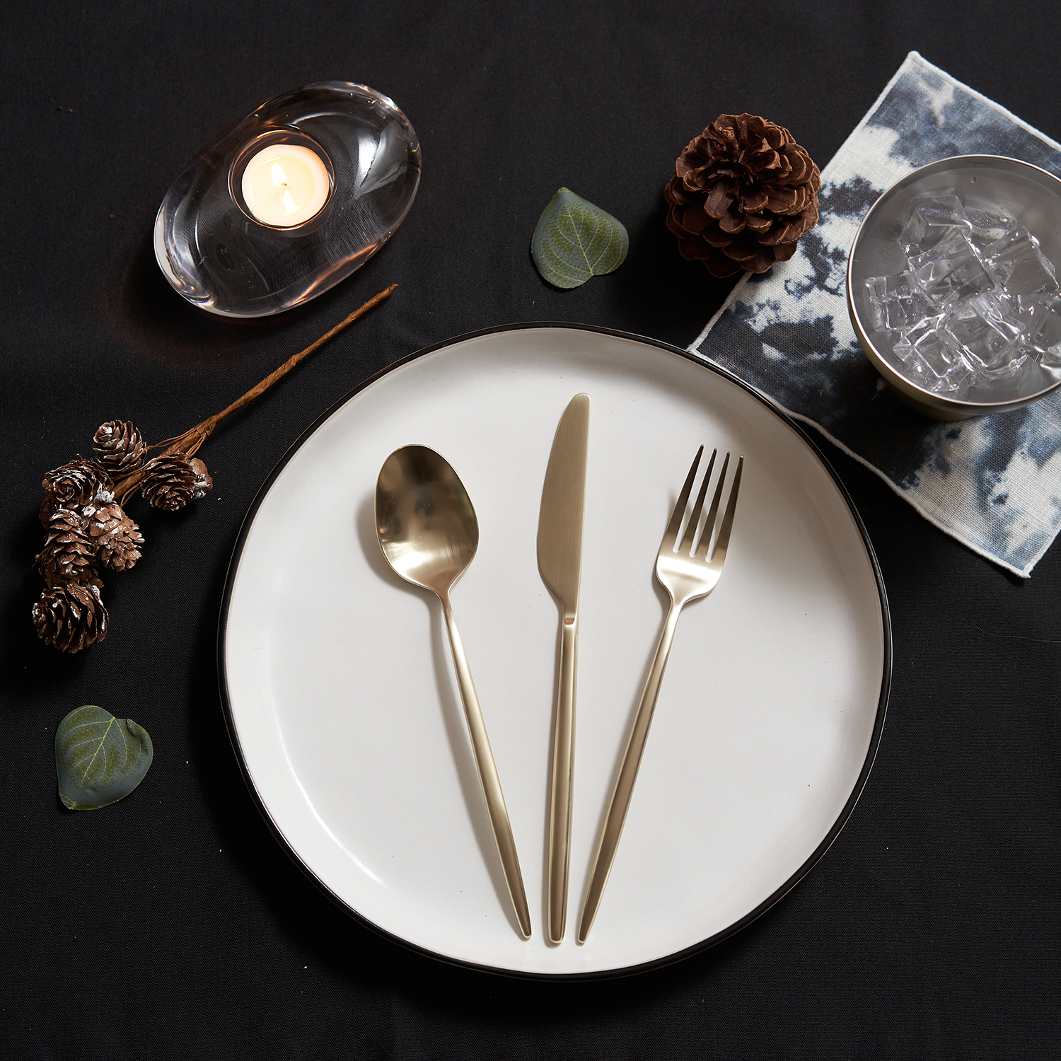 Gaze Champagne Satin 20-Piece Flatware Set - Elegant Stainless Steel Cutlery for Fine Dining, Wedding Gifts & Formal Dinner Parties