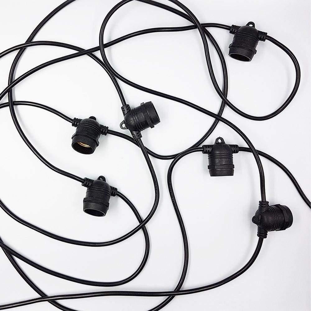 20m Black LED Festoon String Lights with 20 Bulbs - Outdoor/Indoor Decorative Lighting for Patio, Garden, Wedding & Party Decor