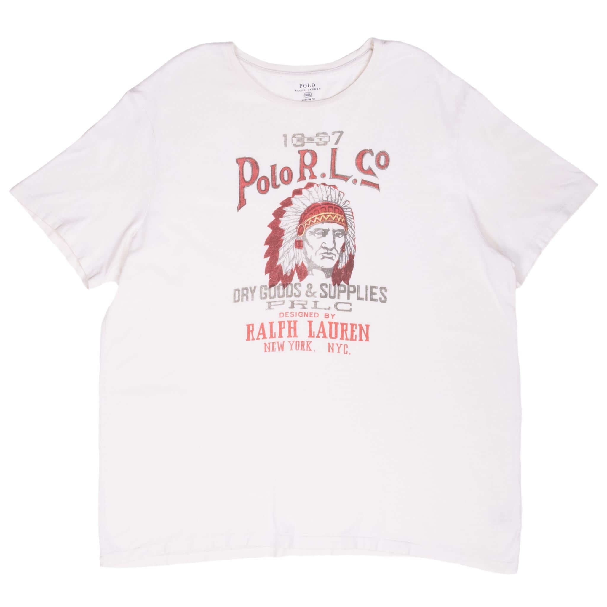 POLO RALPH LAUREN Native American Chief Graphic White T-Shirt 2XL - Casual Cotton Tee for Men, Perfect for Everyday Wear & Street Style