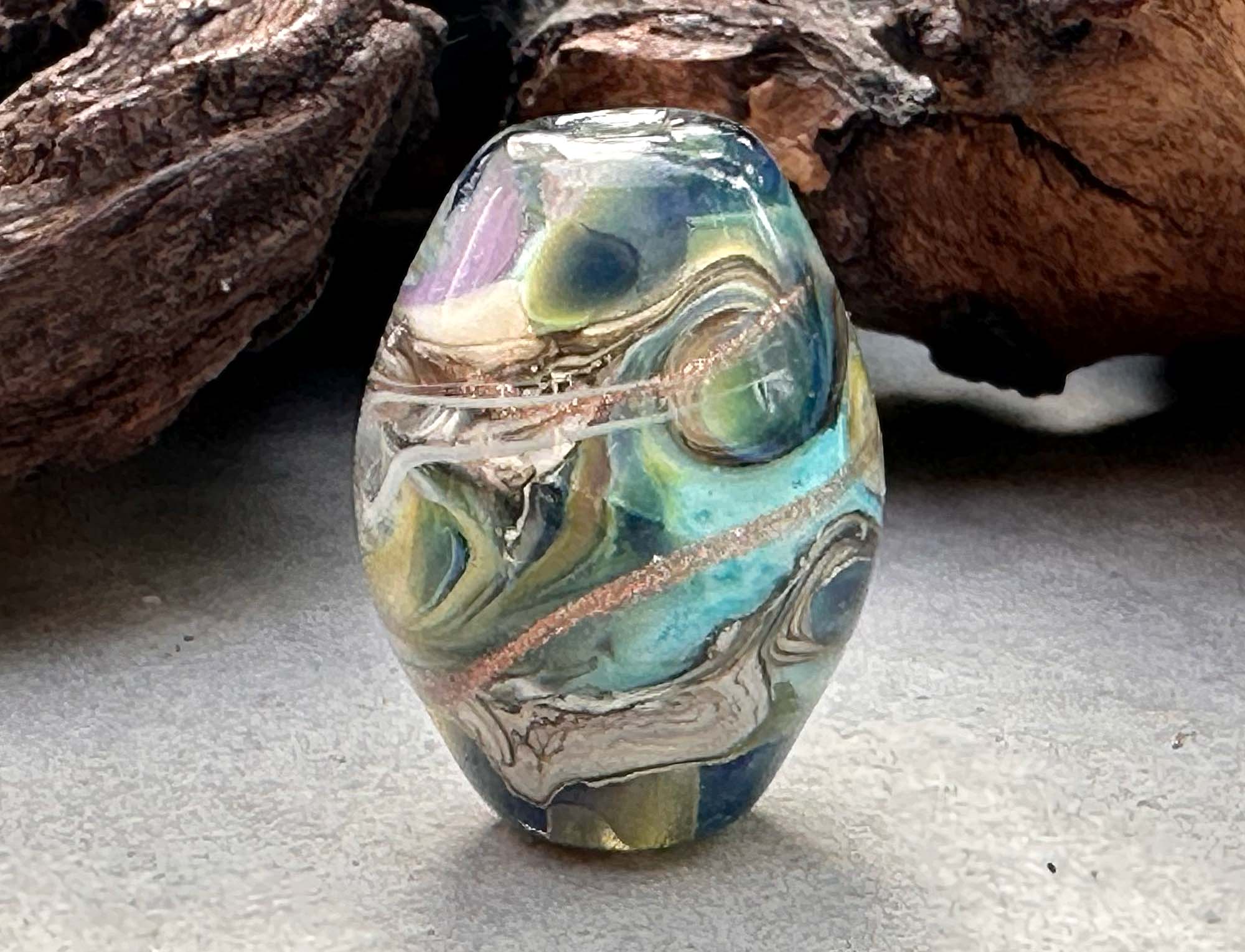 Handmade Pacific Blue Swirl Lampwork Glass Focal Bead - SRA Certified for Jewelry Making, DIY Crafts, Necklace & Bracelet Designs