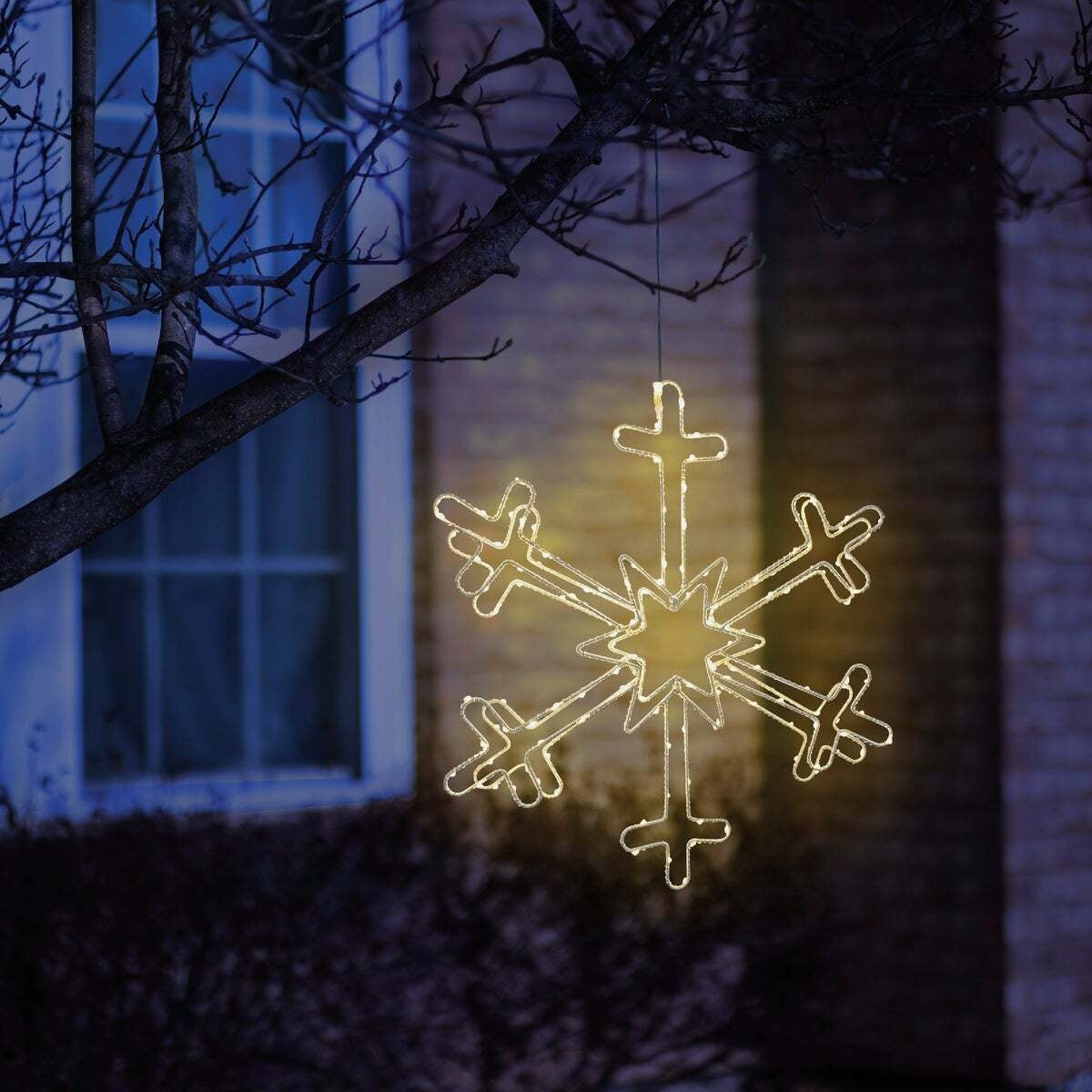 18 Warm White LED Hanging Snowflake Lights - Indoor/Outdoor Christmas Decor for Home, Yard, Party & Holiday Season