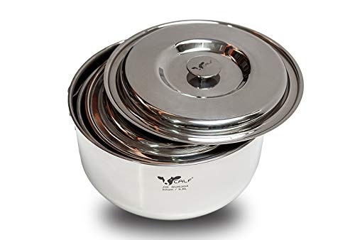 BUFFALO 3-in-1 Stainless Steel Cooking Pot Set (6-Piece, 3.8L, Silver) - Perfect for Camping, RV Trips & Small Kitchen Cooking