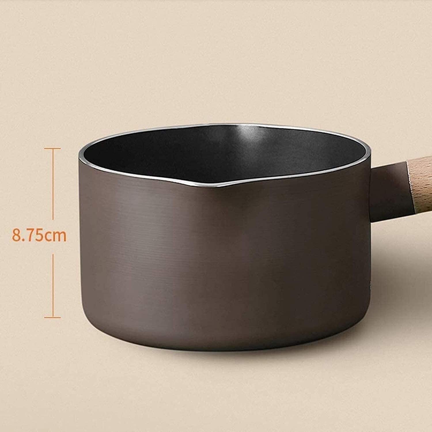 **Multi-Layer Aluminum Alloy Wok Milk Pot with Single Handle - Yellow Soup & Stew Pot for Boiling, Cooking & Kitchen Use - Perfect for Soups, Stews & Milk Heating**