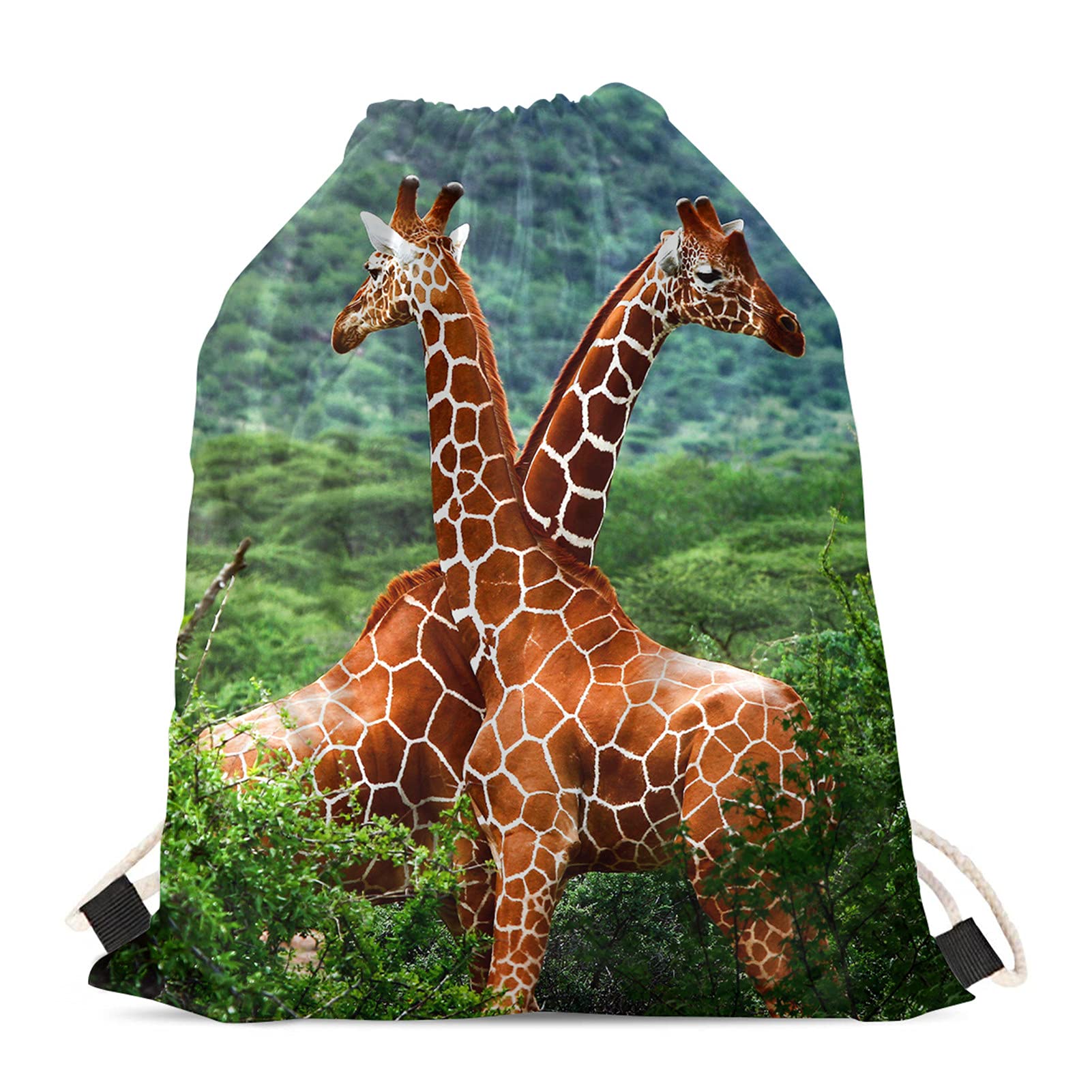 Belidome Giraffe Mountain Kids Drawstring Backpack - Durable Foldable Gym Bag for Boys & Girls - Perfect for School, Sports & Outdoor Adventures