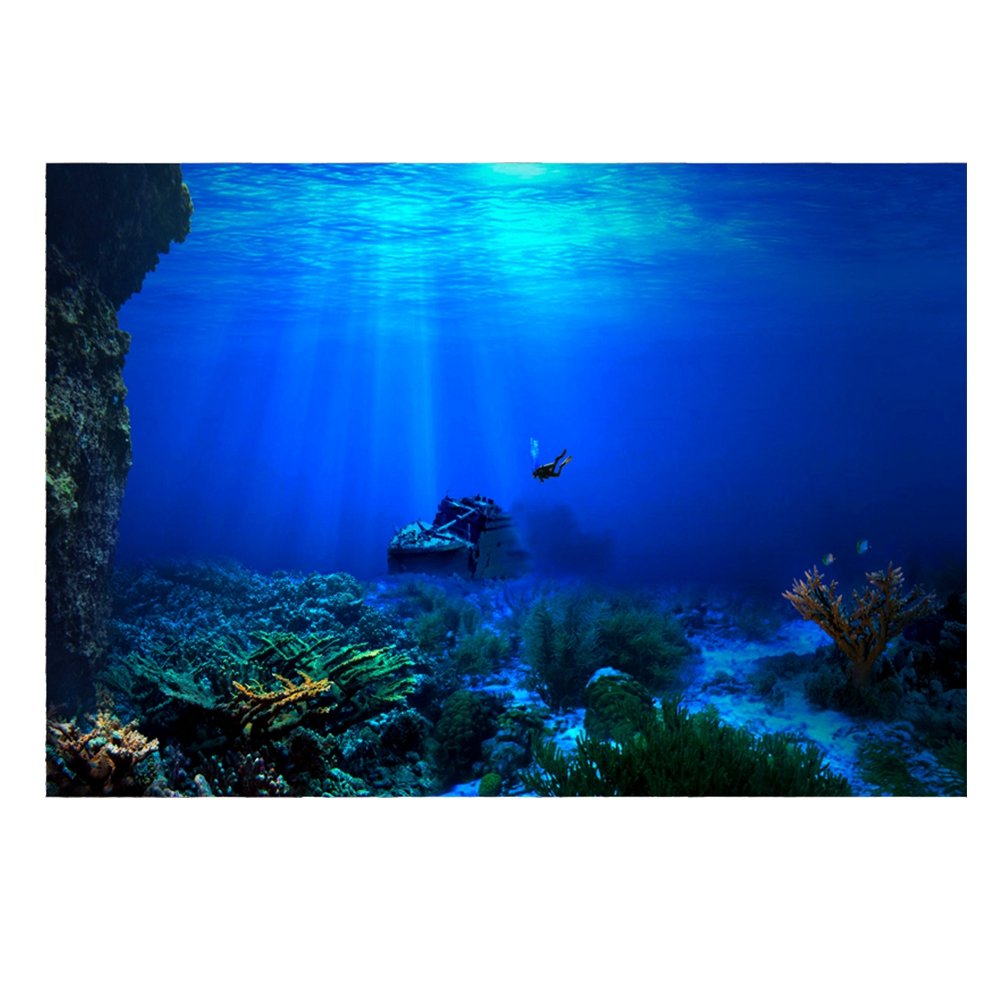 3D Aquarium Background Poster for Fish Tank - DIY Seaworld Wallpaper for Home & Office Decor