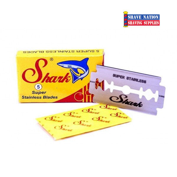 Shark Super Stainless Double Edge Razor Blades - 5 Pack (5 Count) for Men's Shaving & Barber Use - Perfect for Safety Razors, Grooming Kits & Travel Shaving