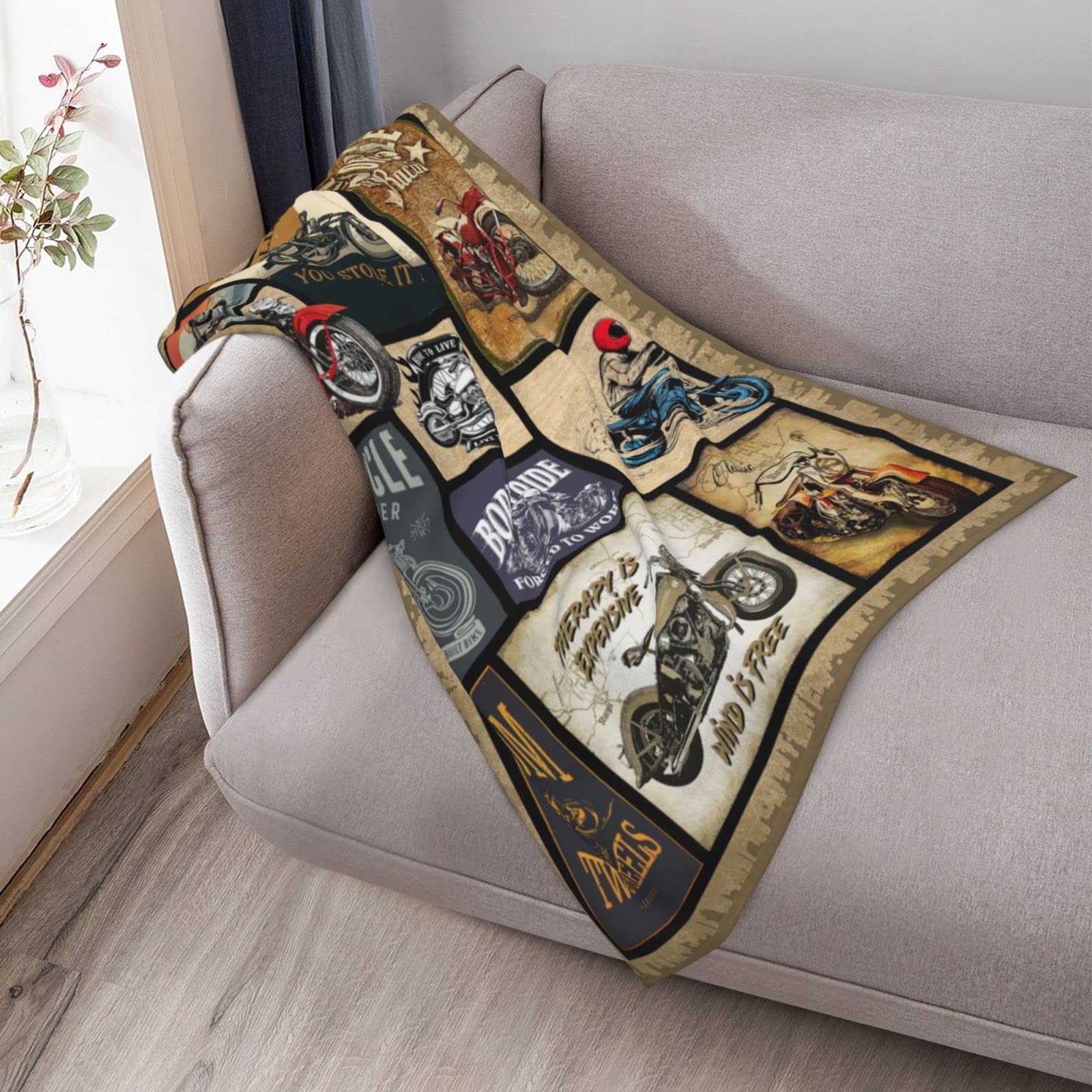 Soft Plush Fleece Motorcycle Blanket for Men & Women - 60