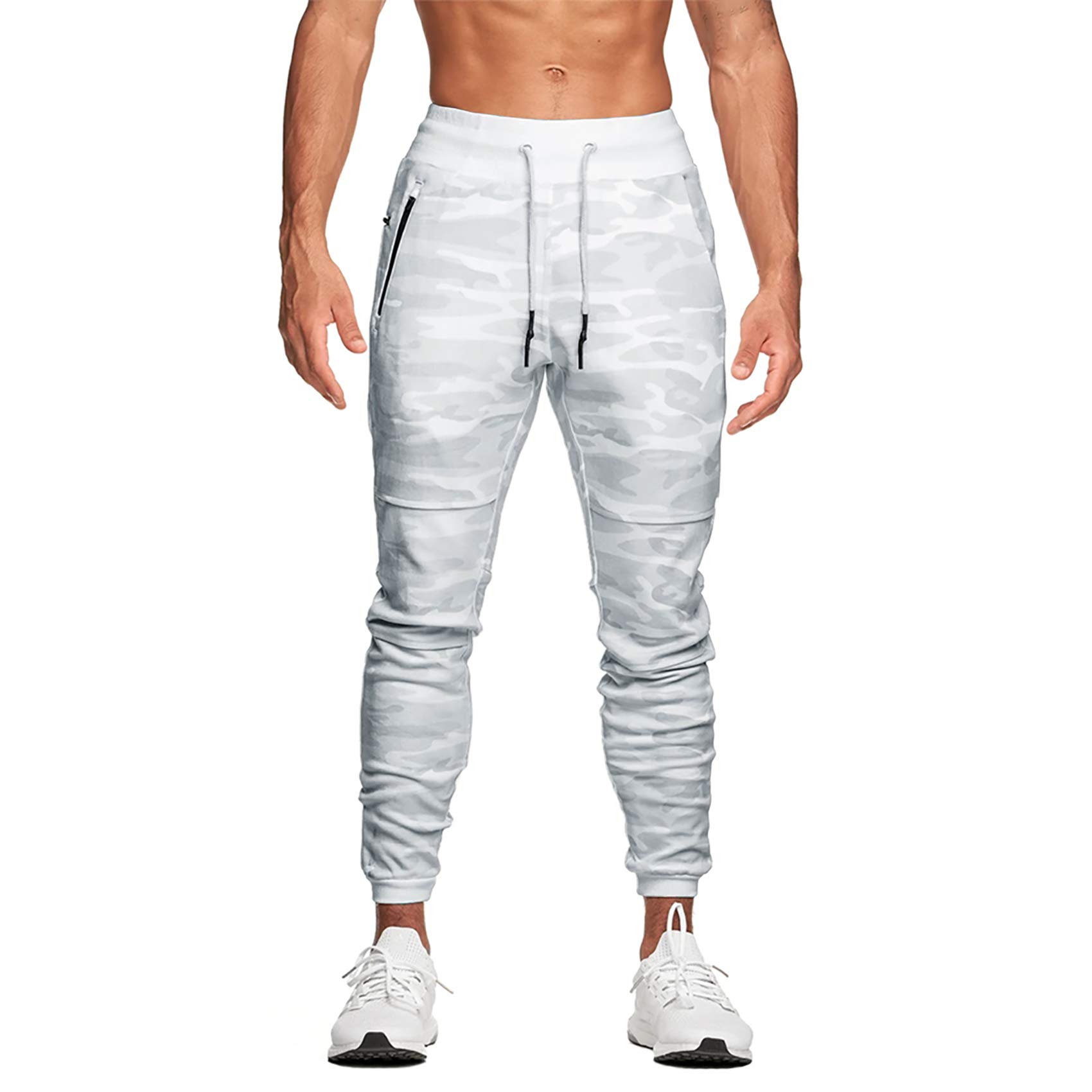 DIOTSR Men's Slim Fit Joggers Pants - Camo Tapered Workout Sweatpants with Zipper Pockets | Comfortable Athletic Track Pants for Gym, Running & Casual Wear