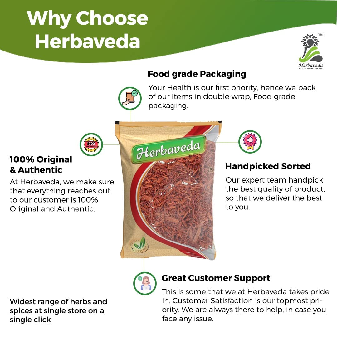Herbaveda Red Sandalwood Powder 200g | Natural Raktha Chandan for Skin Care | Removes Sun Tan, Reduces Acne & Brightens Dull Skin | Perfect for DIY Face Masks & Ayurvedic Beauty Rituals