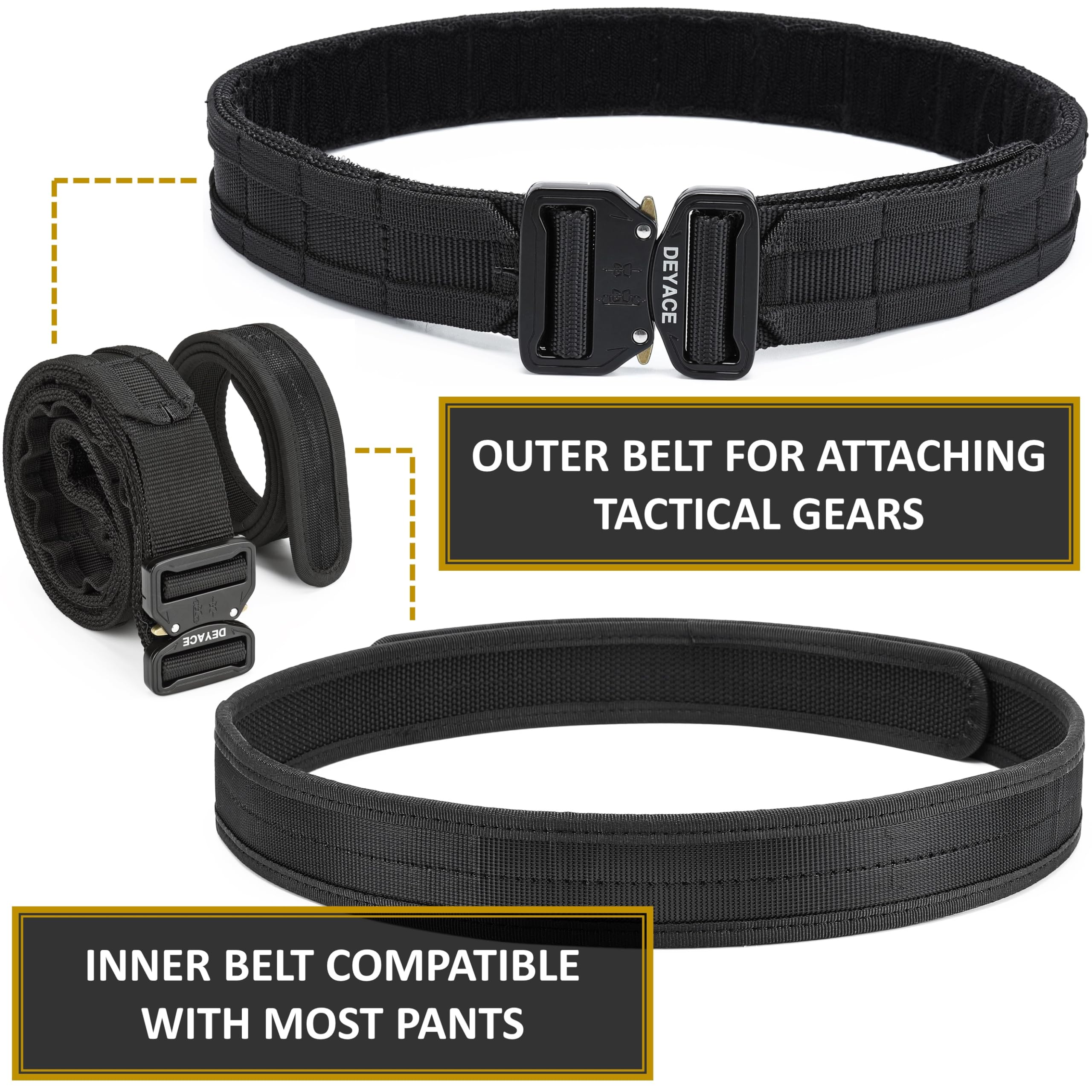 Quick Release Battle Belt - 1.75'' Tactical MOLLE Heavy Duty Belt with 1.5'' EDC Inner Belt for Law Enforcement, Military & Shooting Sports | Perfect for Range Training, Tactical Missions & Outdoor Adventures