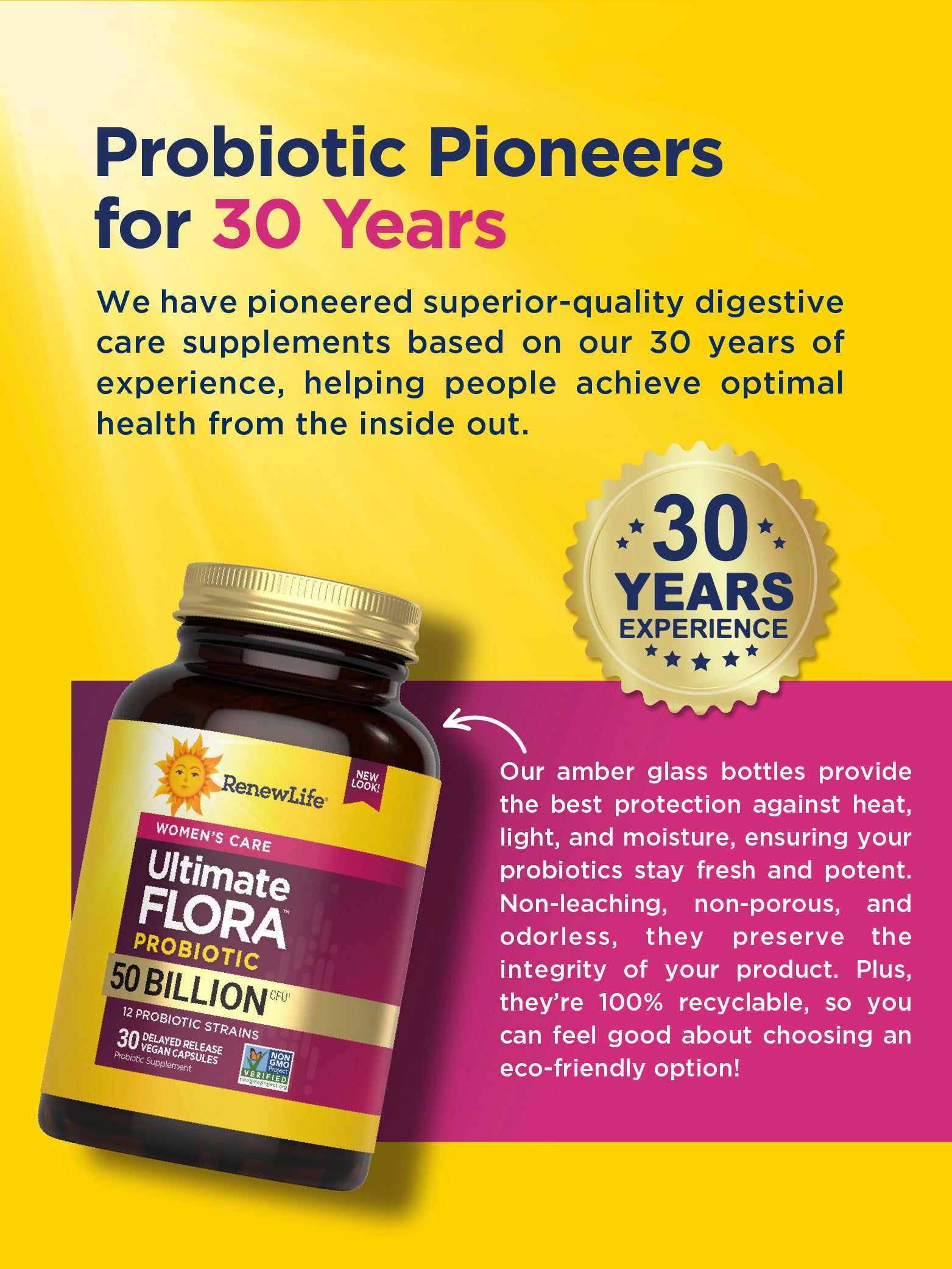 Ultimate Flora Women's Vaginal Health Probiotic 50 Billion CFU - 30 Delayed Release Vegan Capsules for pH Balance & Yeast Infection Prevention | Supports Digestive & Immune Health | Daily Women's Wellness Supplement