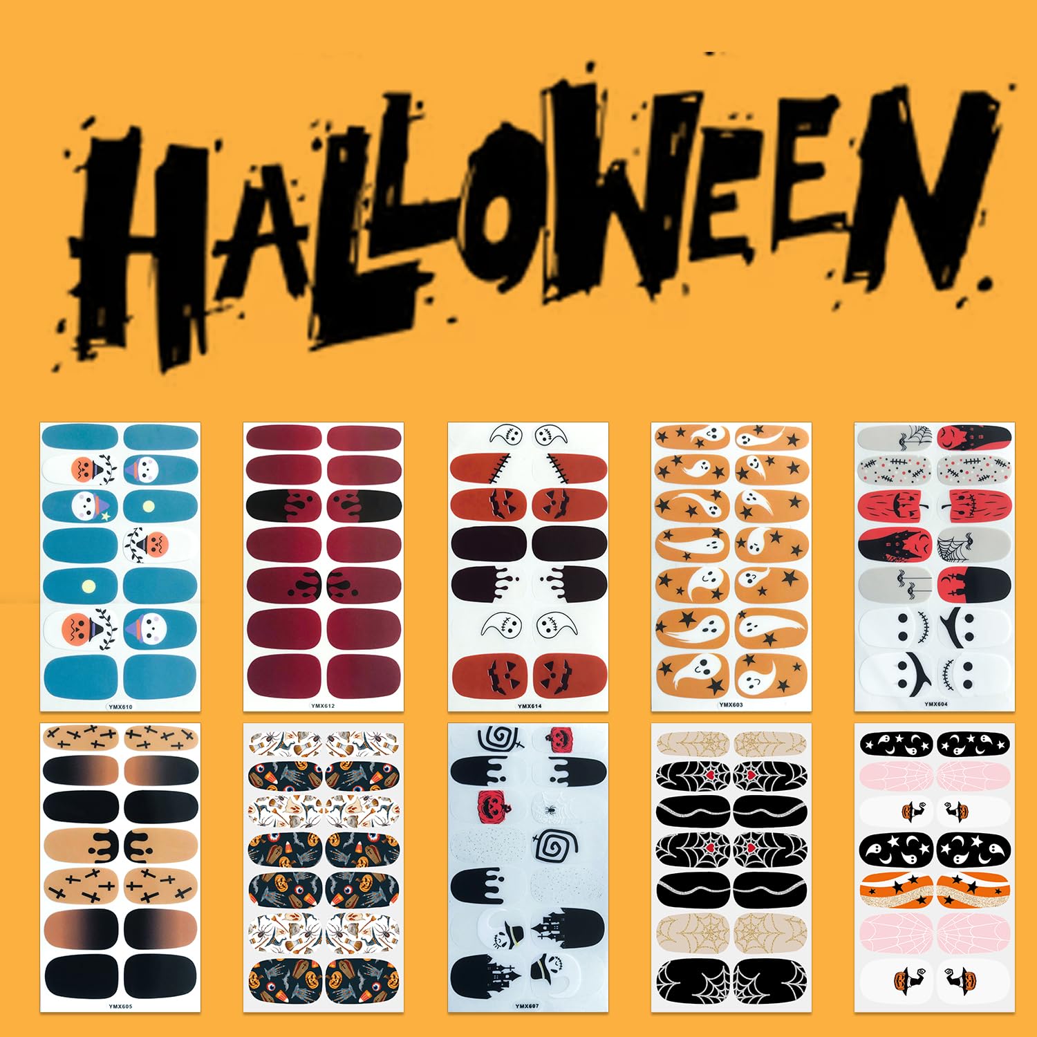 SILPECWEE 20 Sheets Halloween Christmas Nail Polish Strips - Self-Adhesive Gel Nail Wraps for Women, Nail Art Stickers & Decals with 1 Nail File - Perfect for Parties, Holidays & DIY Manicures at Home