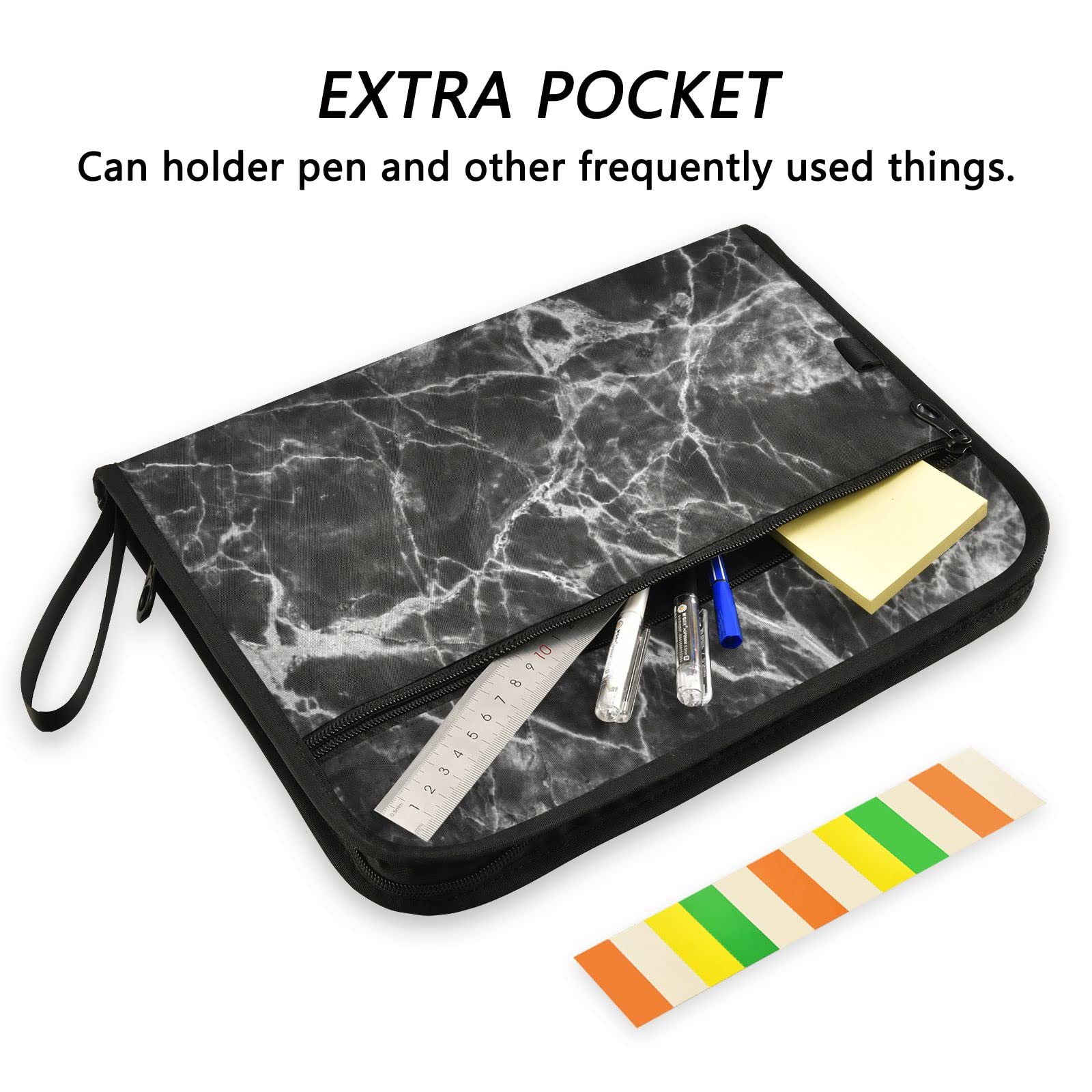 Kcldeci 13-Pocket Expanding File Folder - Ceramic Stone Accordion Organizer with Zipper Closure for A4/Legal Documents | Perfect for Office, School & Home Organization