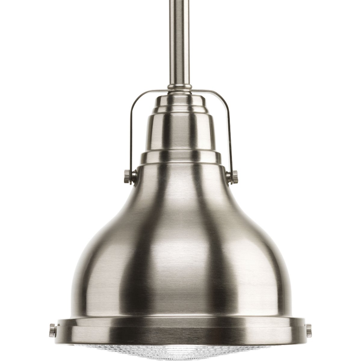 Brushed Nickel Fresnel Lens LED Pendant Light - Clear Glass Coastal Style for Kitchen Island, Dining Room & Entryway Lighting