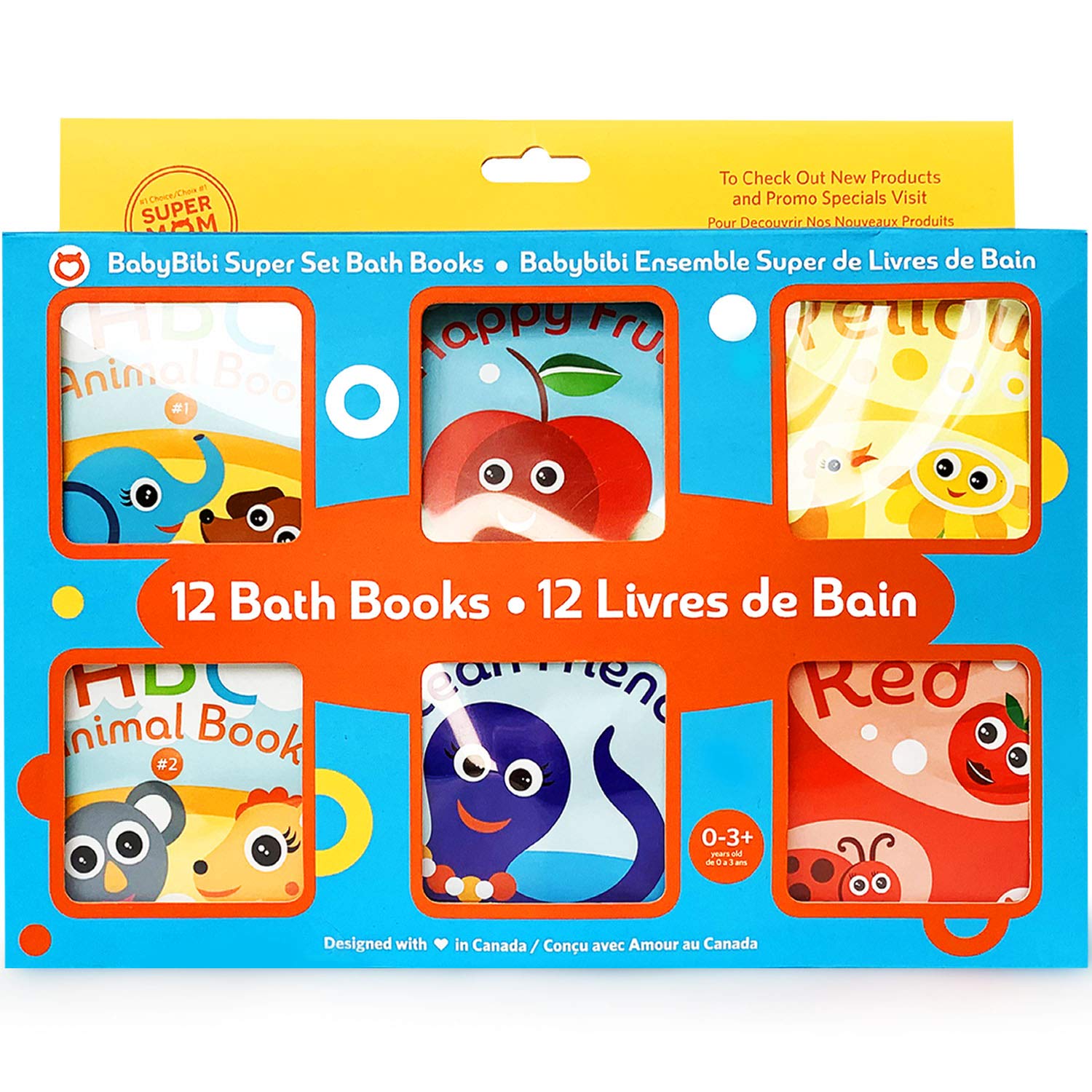 12-Piece Super Bath Book Set for Toddlers - Fruits, Ocean Friends, ABC, Numbers & Color Recognition (Yellow, Green, Red, Blue) - Waterproof Educational Bath Toys for Baby Learning & Playtime Fun