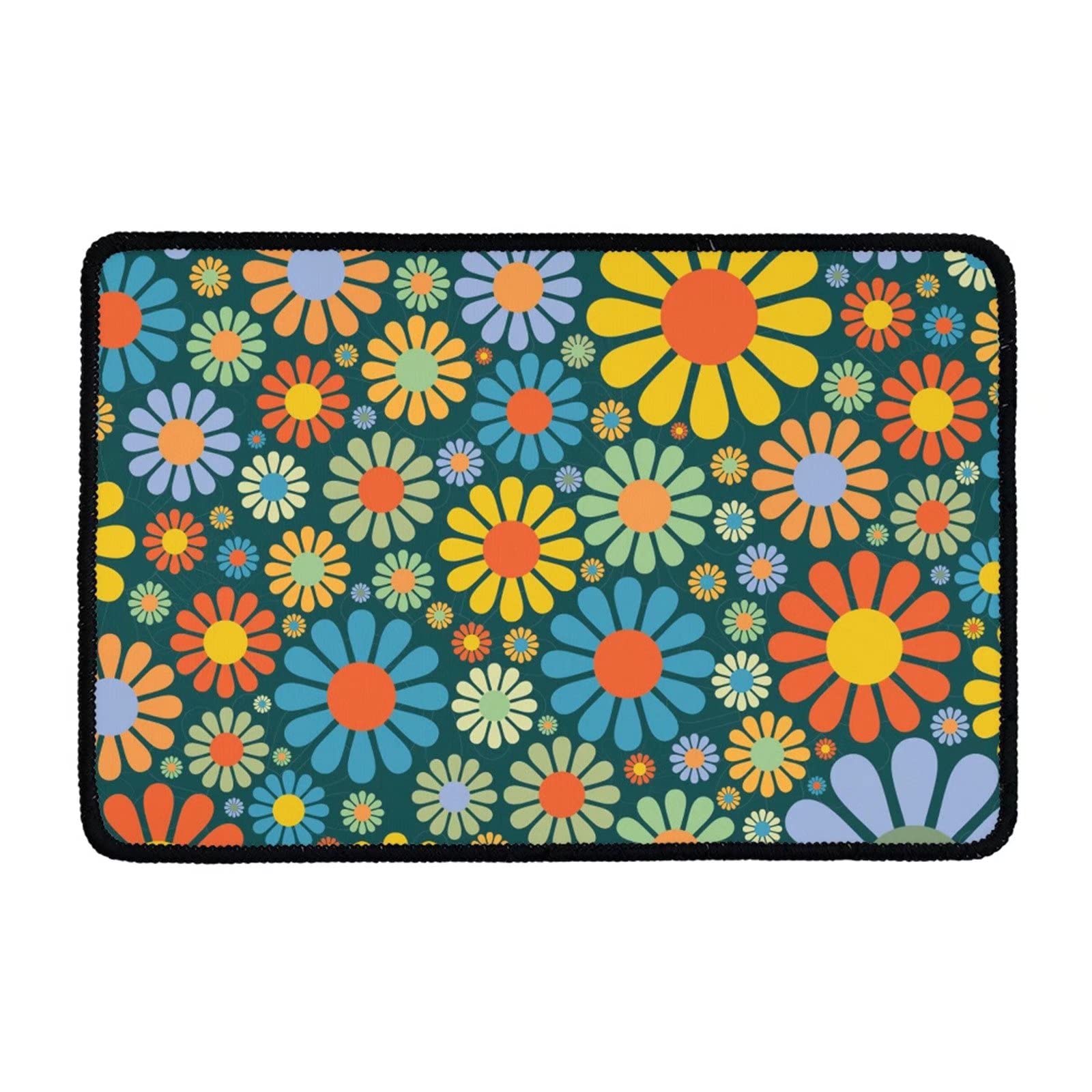 Non-Slip Rubber Backing Daisy Hippie Outdoor/Indoor Doormat 40x60 - Summer Welcome Mat for Front Door Entrance, Porch, Patio & Home Decor