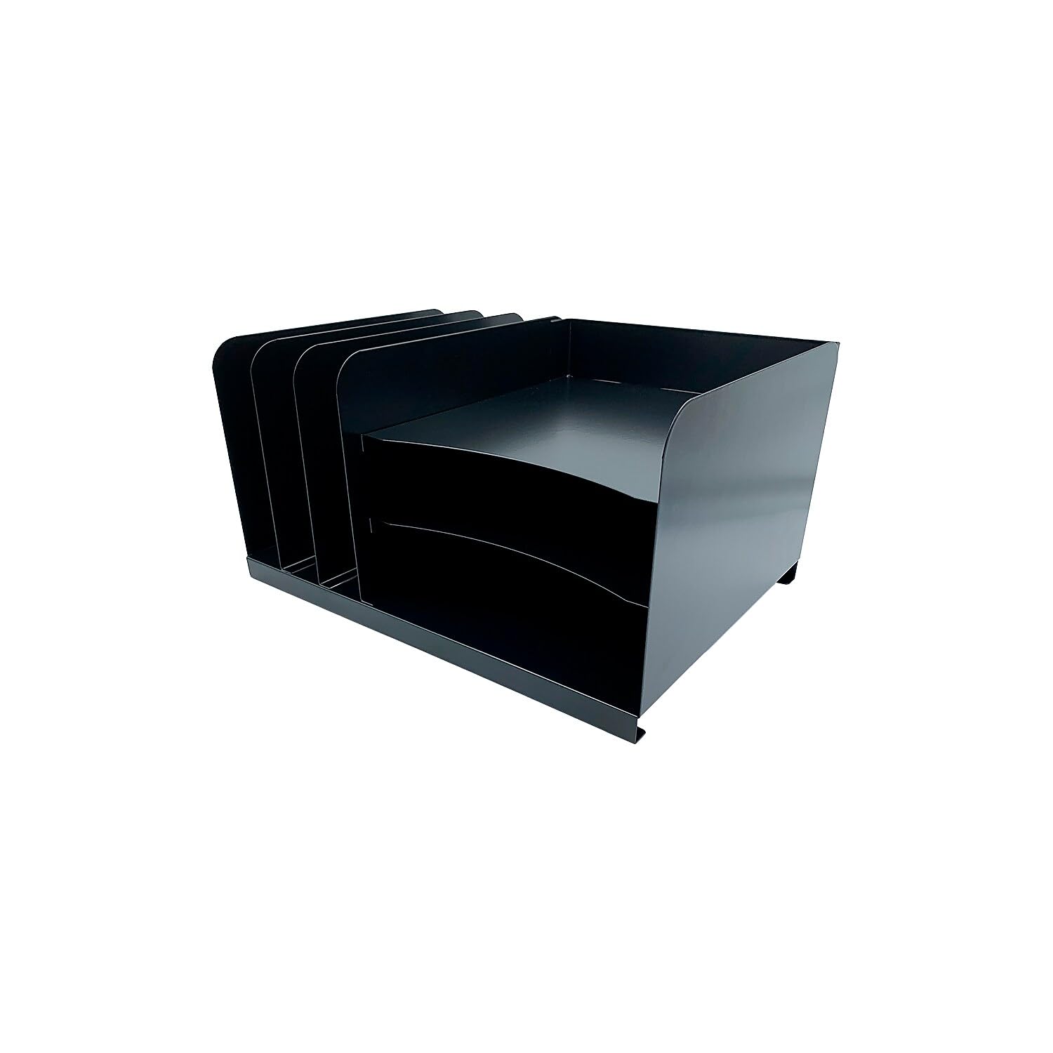 Huron 6-Compartment Steel File Organizer, Black (HASZ0148) - Office Document Organizer for Desk, Home, or School - Perfect for Files, Folders, and Paper Storage